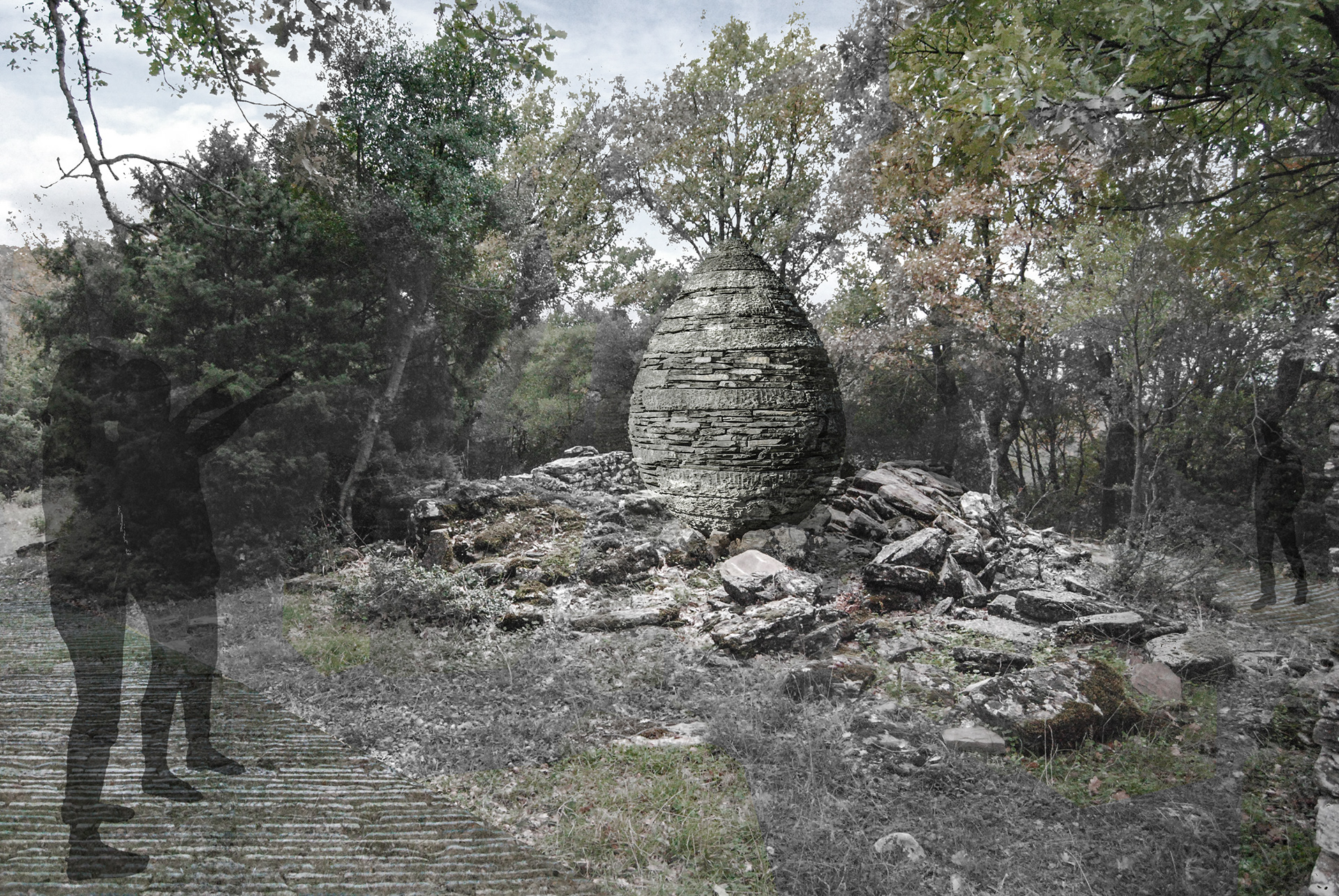 Surrounding Area: Paving & Sculpture Placement | Photoshop Collages