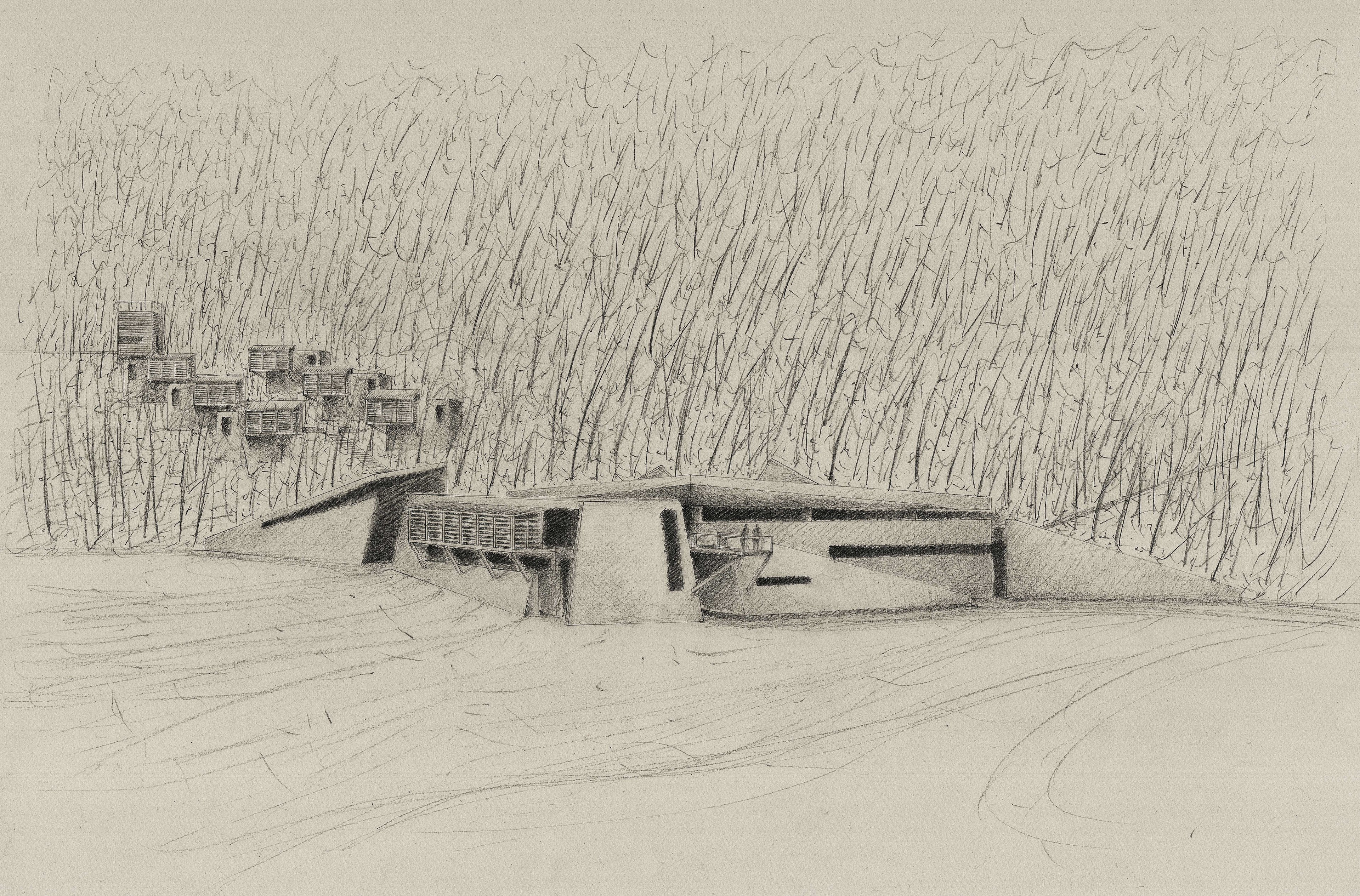 Thermal Baths and Guest Houses  |  Perspective Drawing