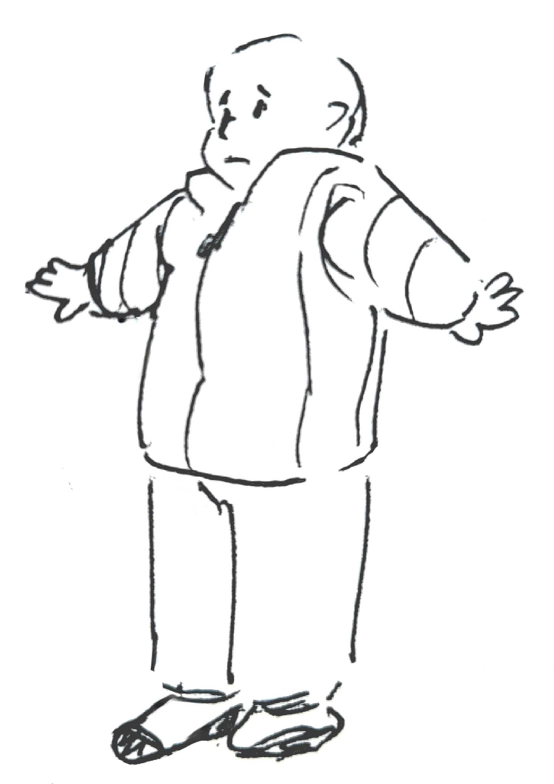 Toddler in sweater / pen from life
