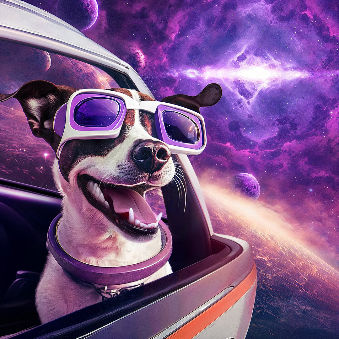 Window down. Tongue out. Solar wind in his face.