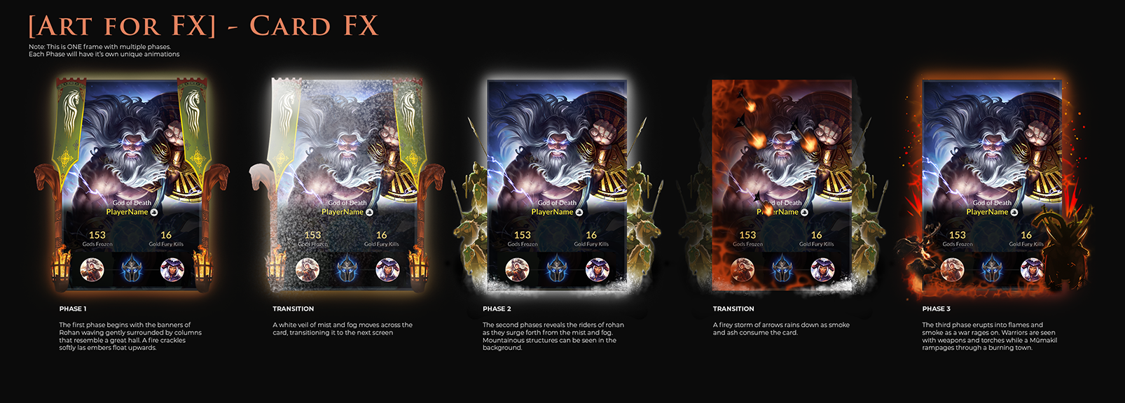 A VFX Card Frame concept I created for the Lord of the Rings collaboration in Smite 2.