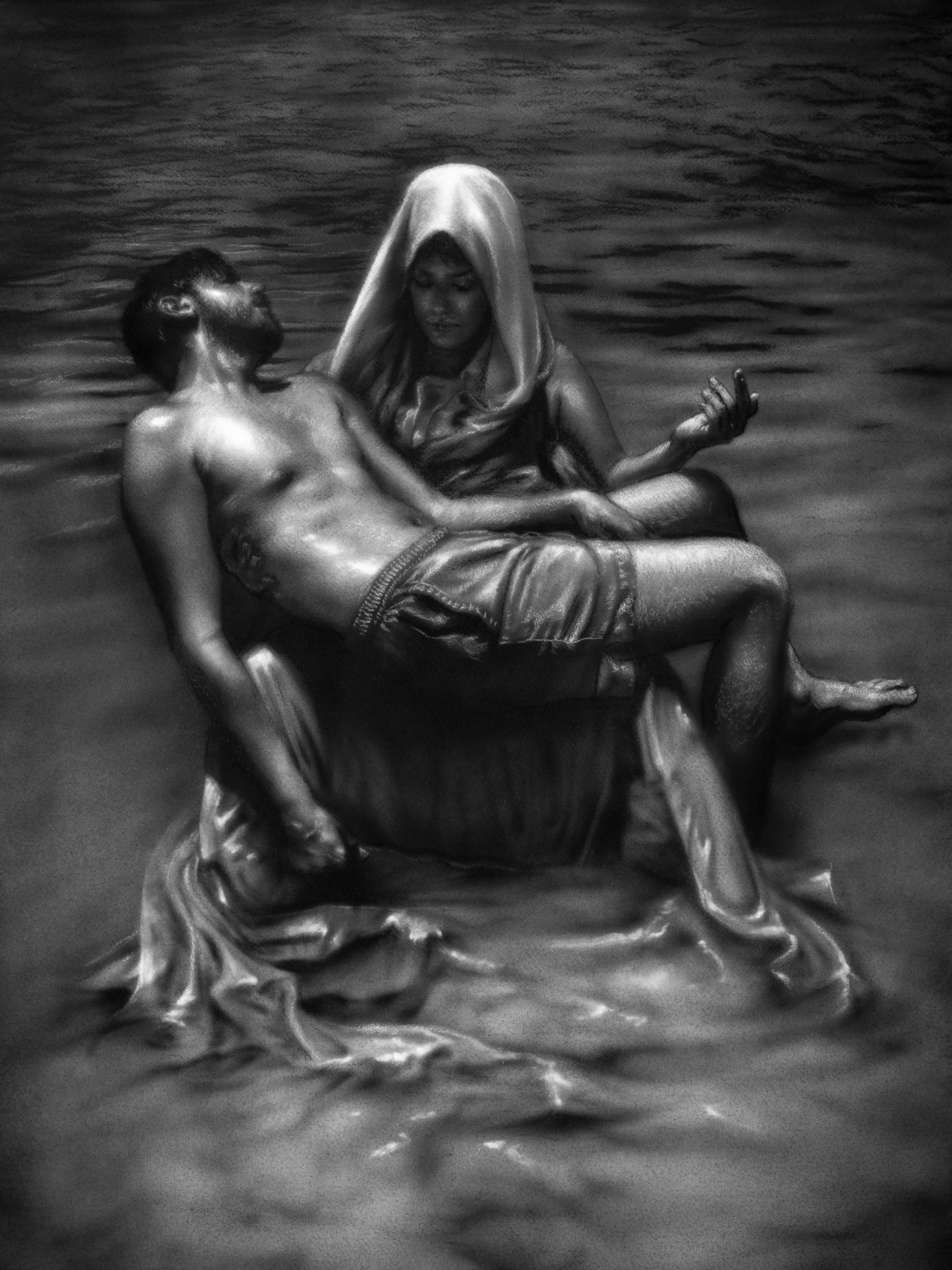 Border Pieta, 48" X 32", 2025