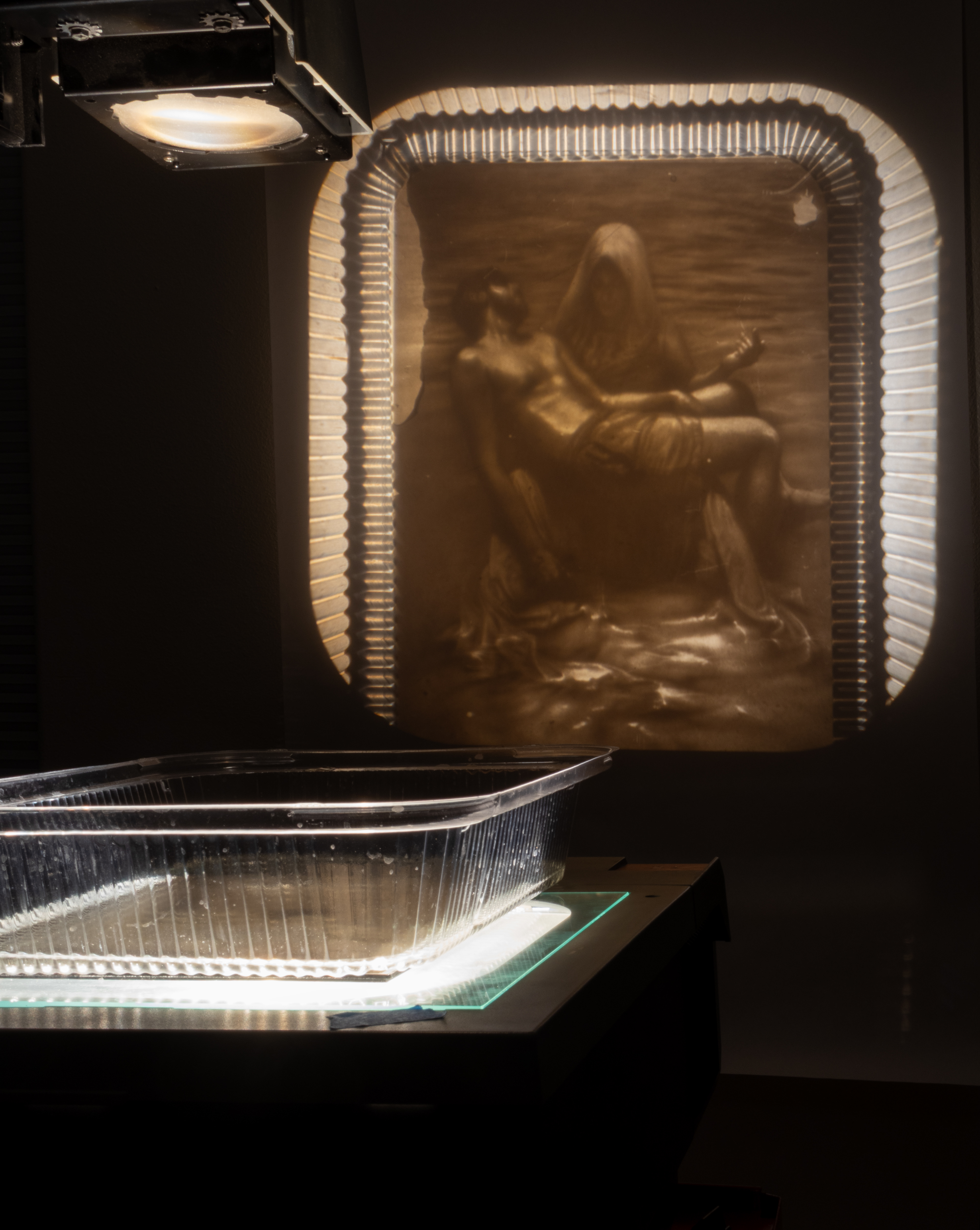 Border Pieta, Carbonic Drawing, Projector, Rio Grande Water