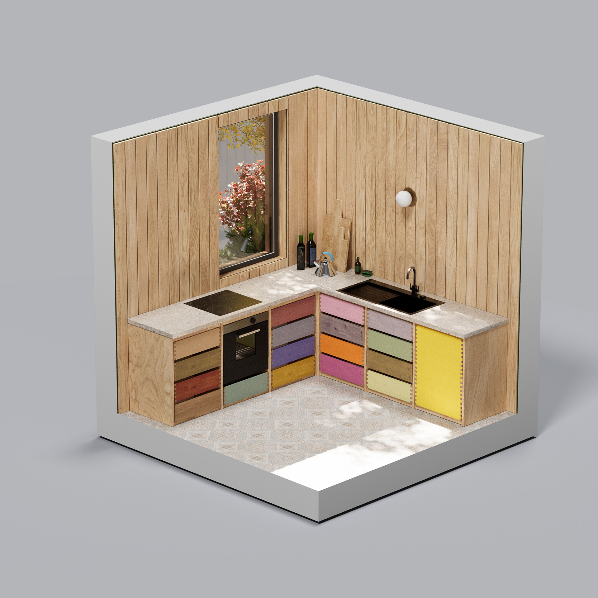 Kitchen Diorama (Entwurf und 3D Visualisierung)