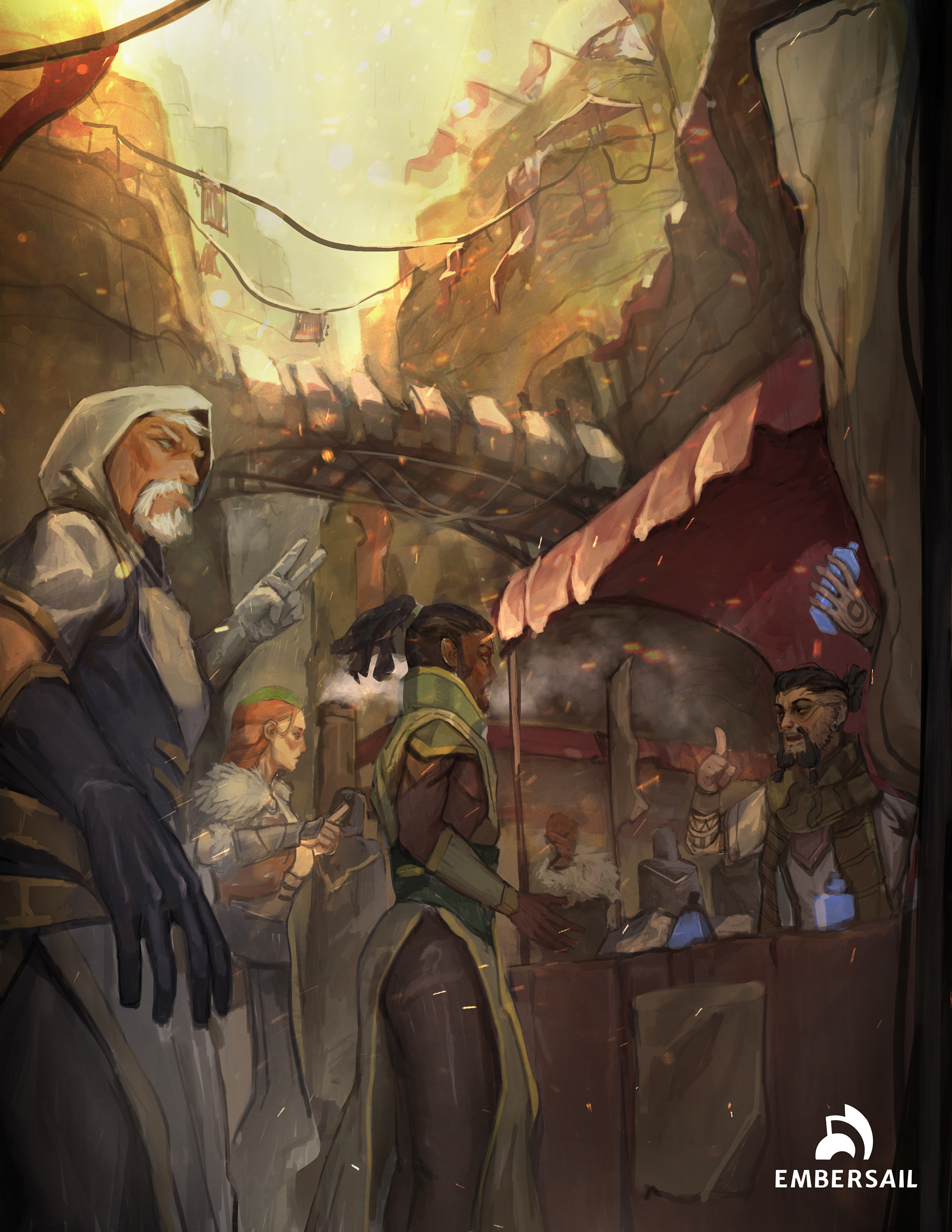 an overview of kalis market where thieves and bandits sell their goods. If you want to find anything illegal, this is where you want to go.