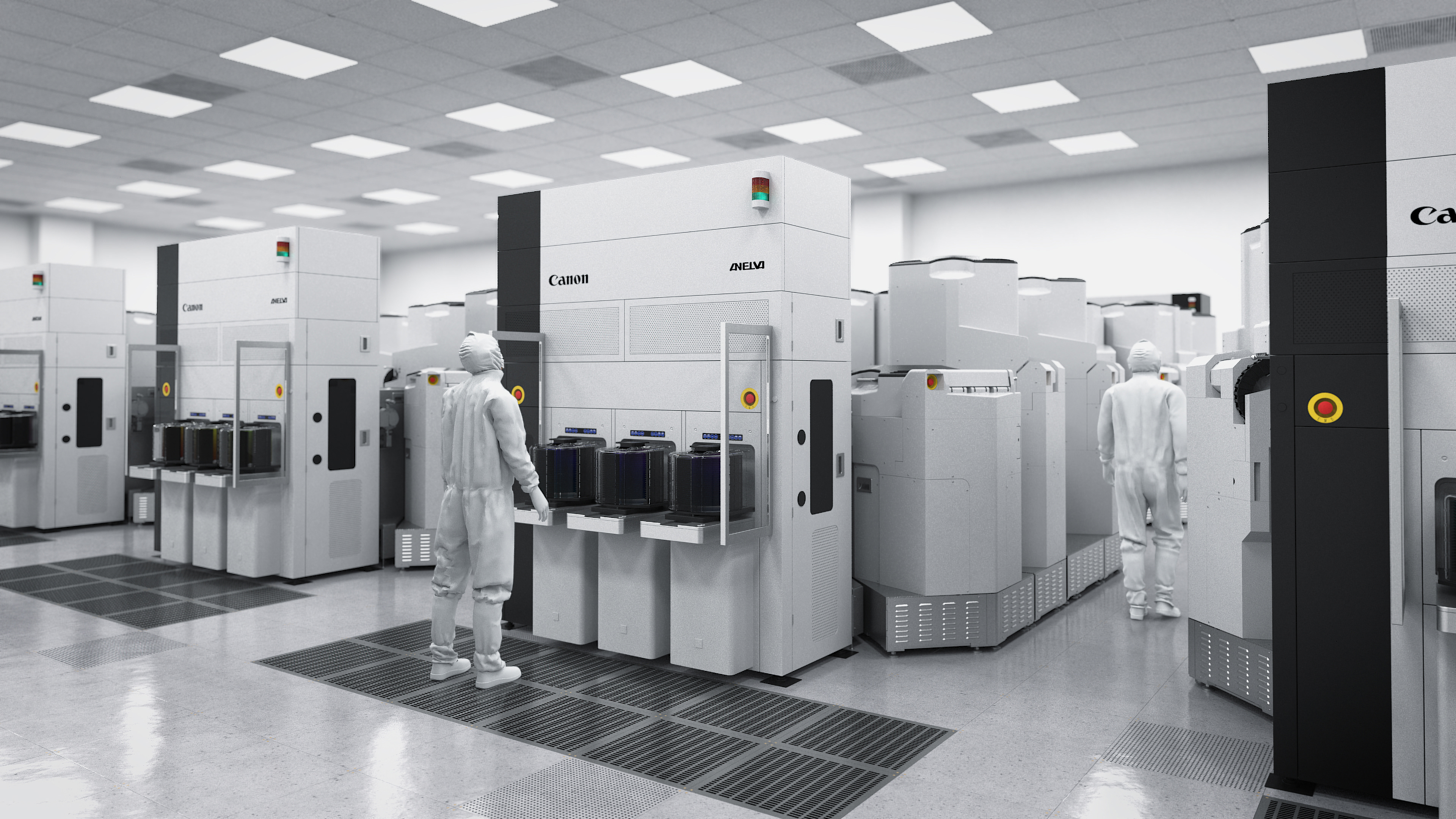 Multiple Adastra semiconductor manufacturing systems installed in a cleanroom