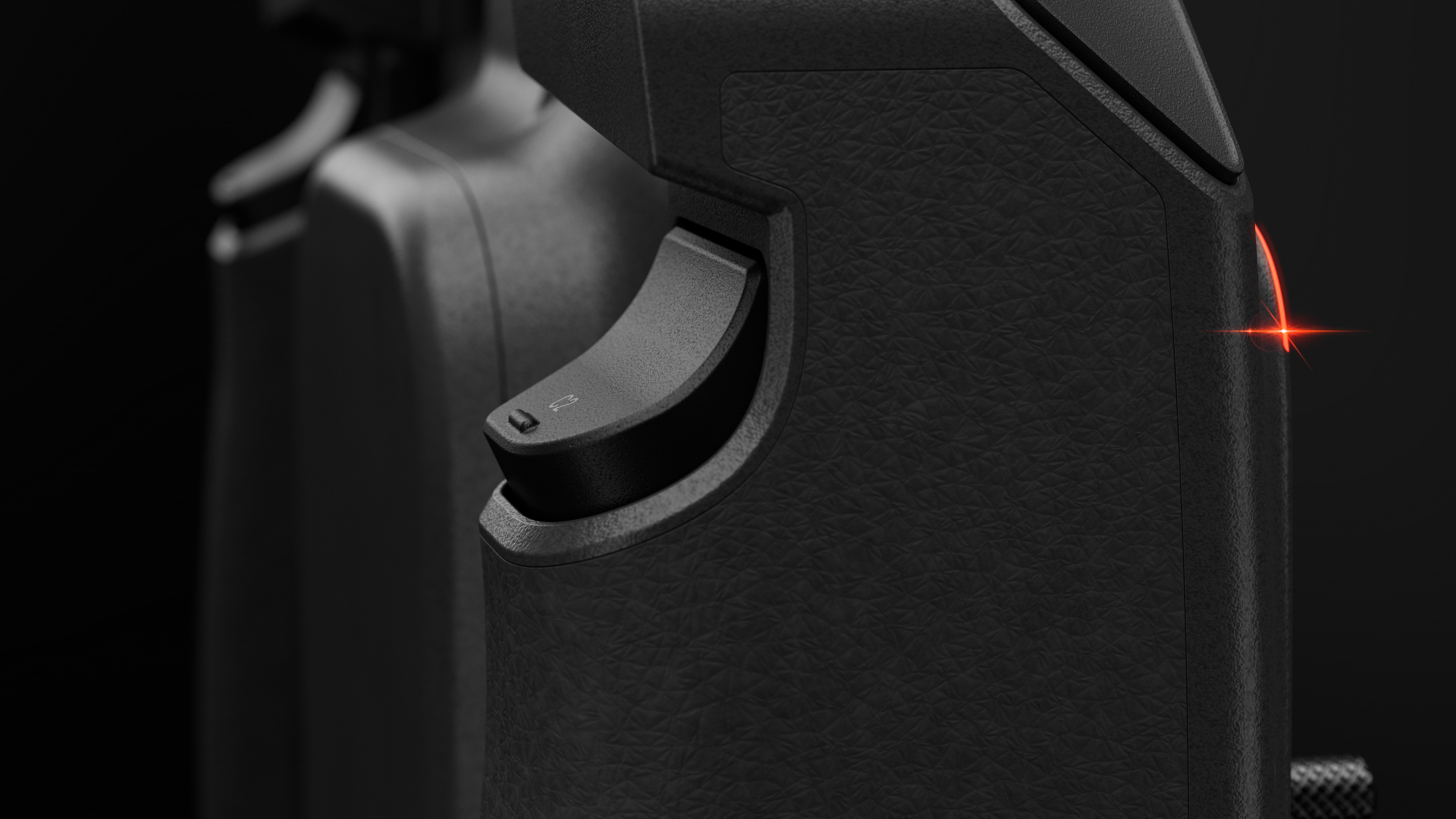 Detail CG visual highlighting the ergonomics and product feasibility of the MIZAR CRS-1 industrial drone controller