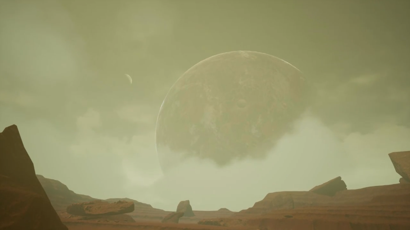 volumetric movable clouds. planet and moon with rim lighting with is also rotating with clouds.