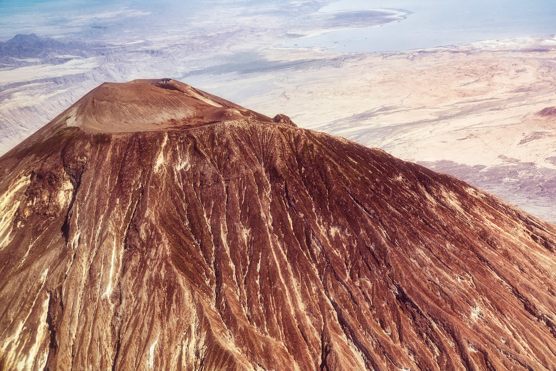 Volcano Ol Doinyo Lengai seen from the plane