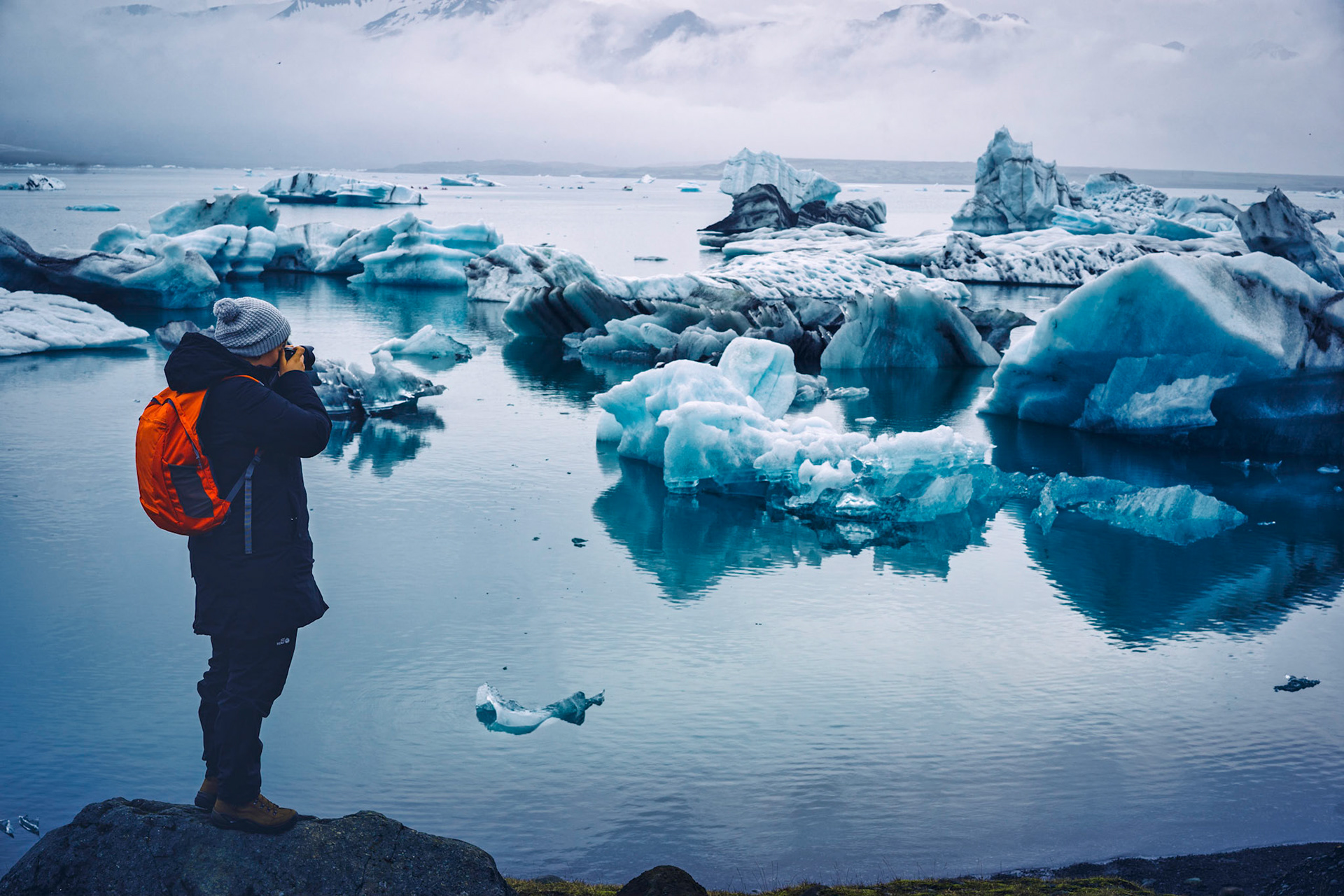 Deb in Jökullsarlon Lagoon