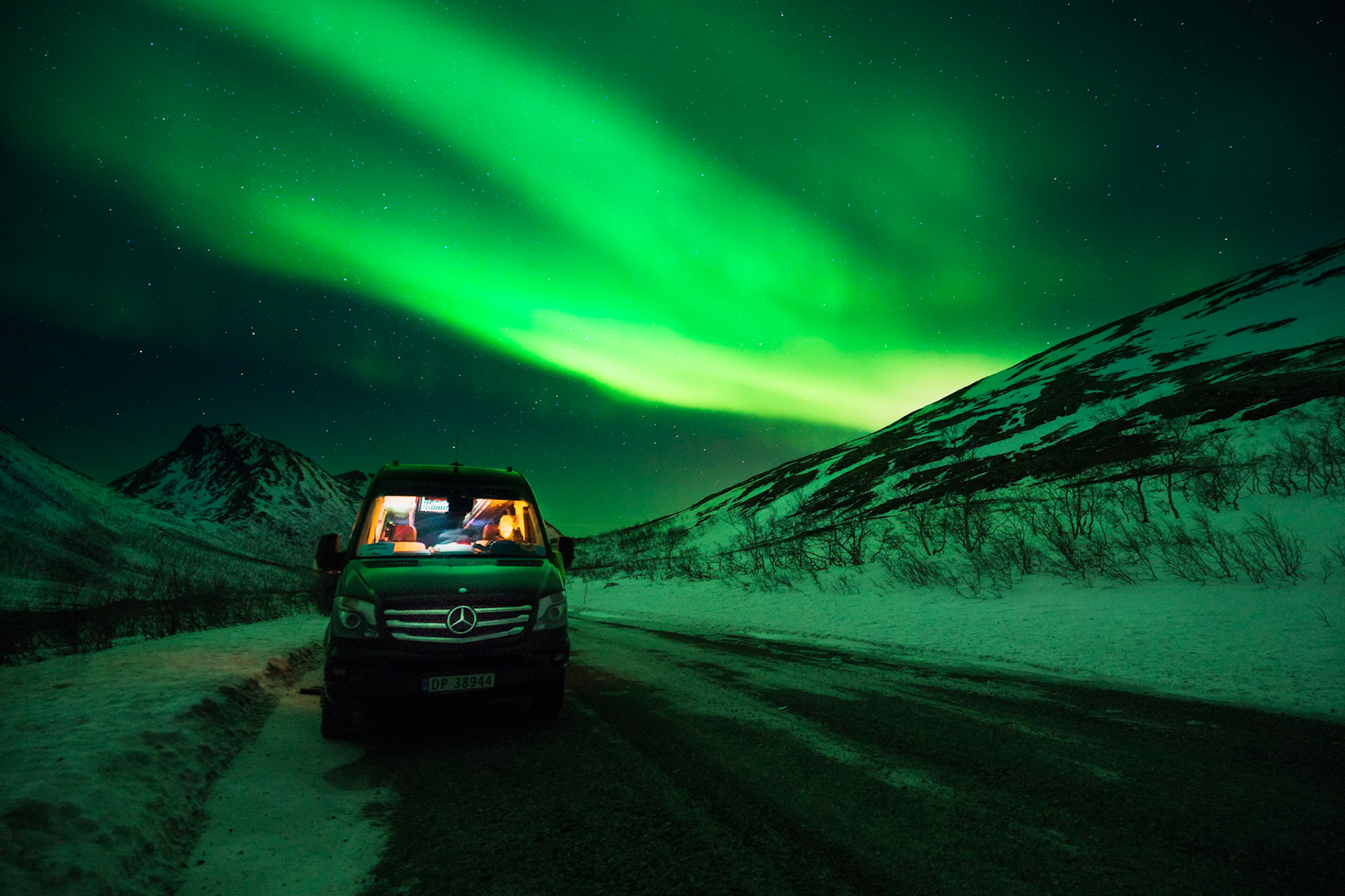 Our Van under the northern lights