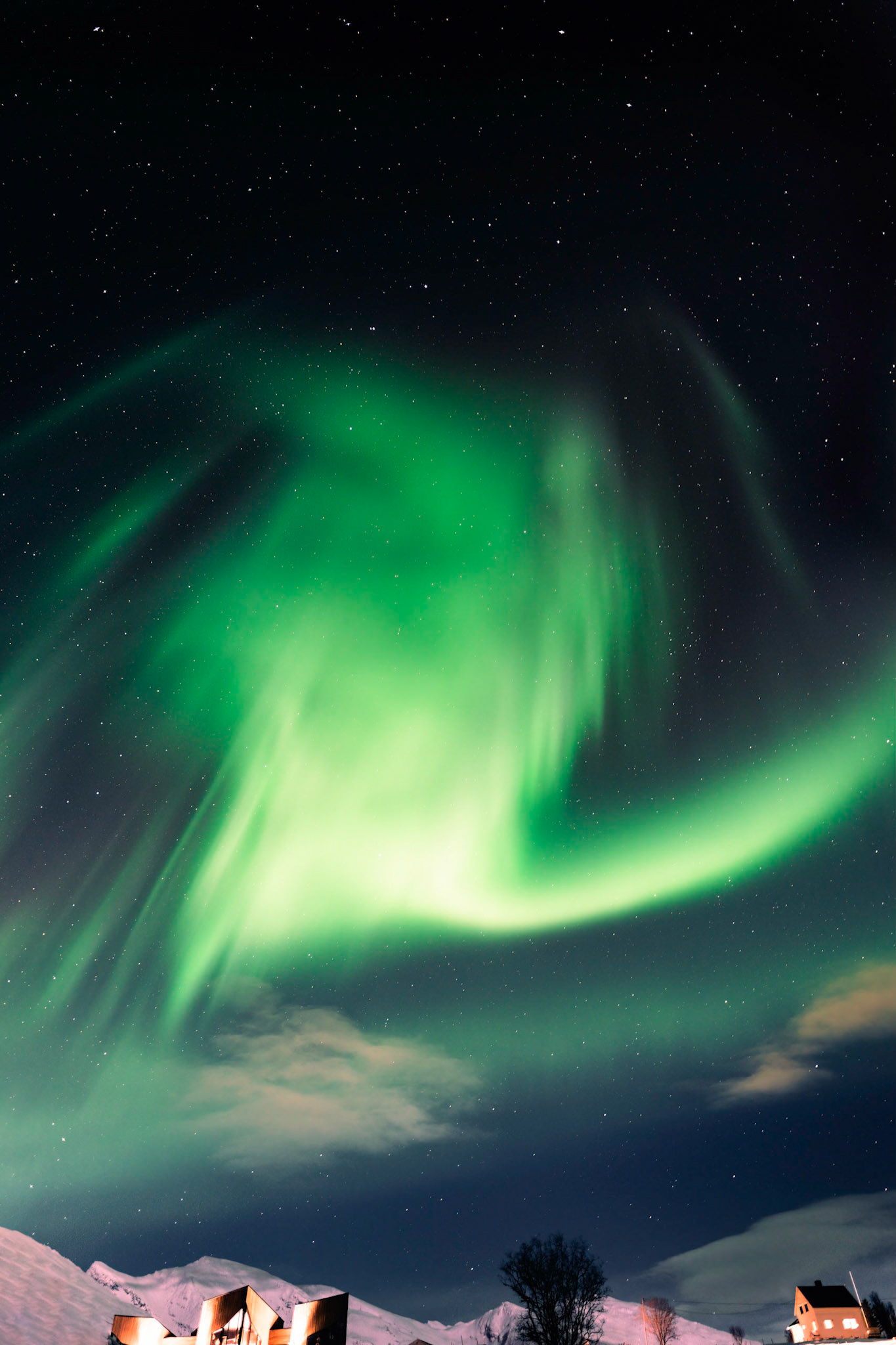 crazy lights above the Lyngen North Reataurant