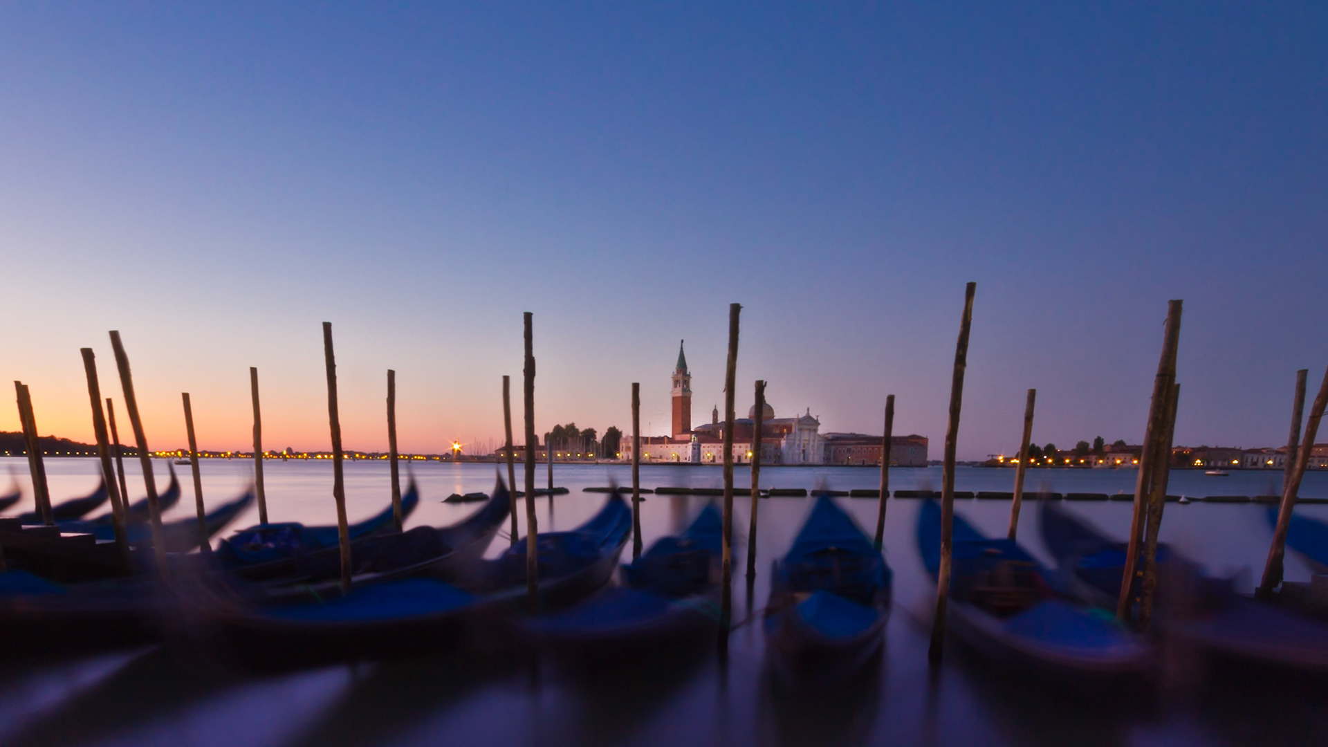 Gondolas at sunrise