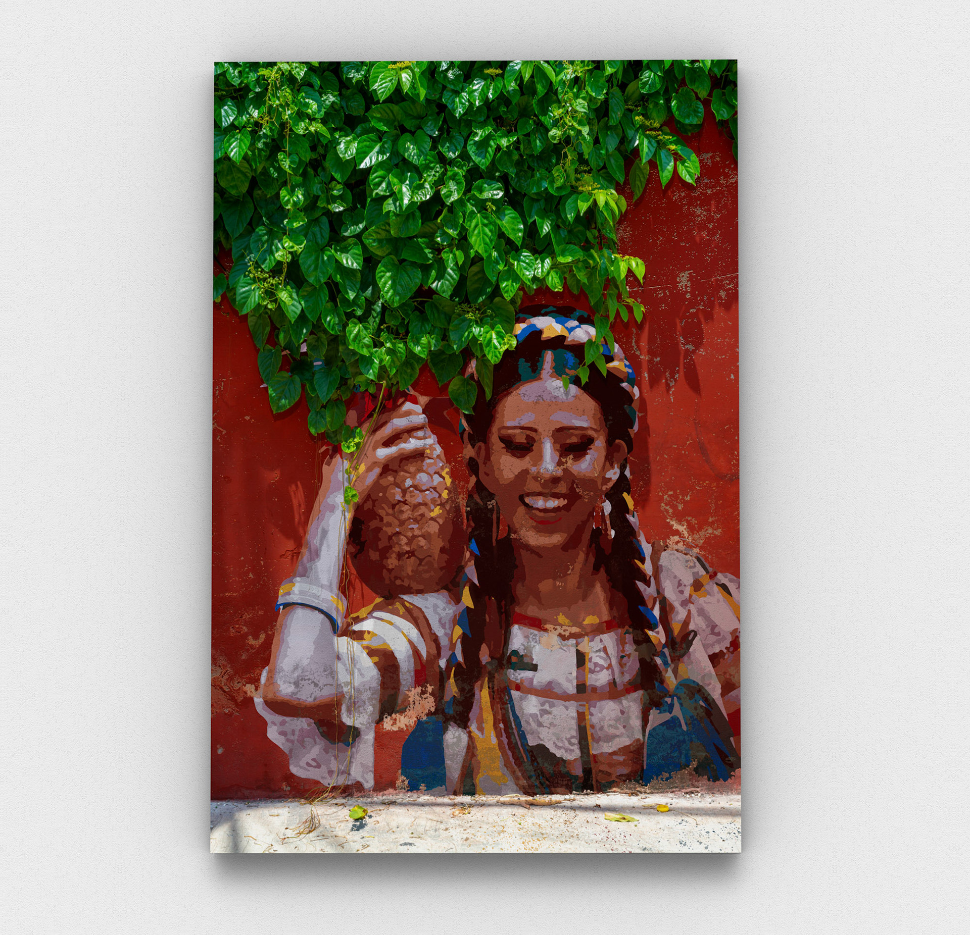 "Ella trae frutas". Open Edition, canvas print.