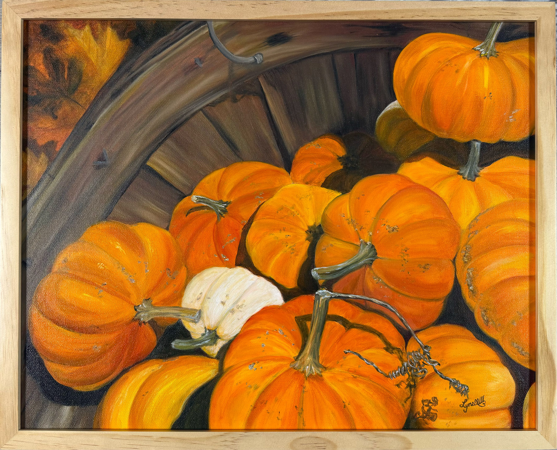$240 Framed.  Limited Palette Pumpkins Alla Prima