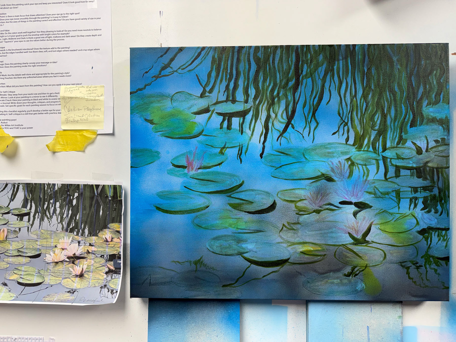 start of acrylics on water lily 3