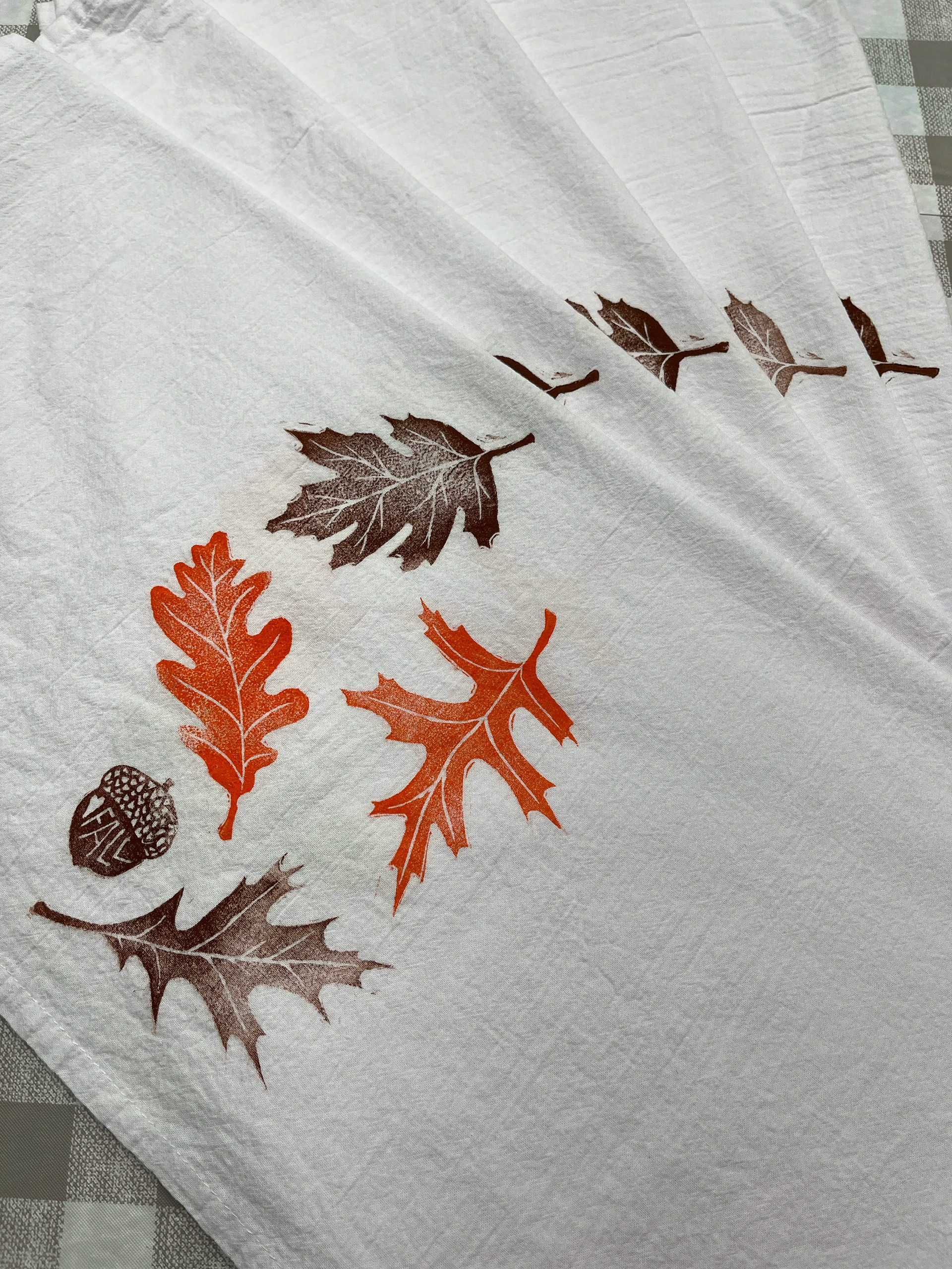 tea towels with fall block prints