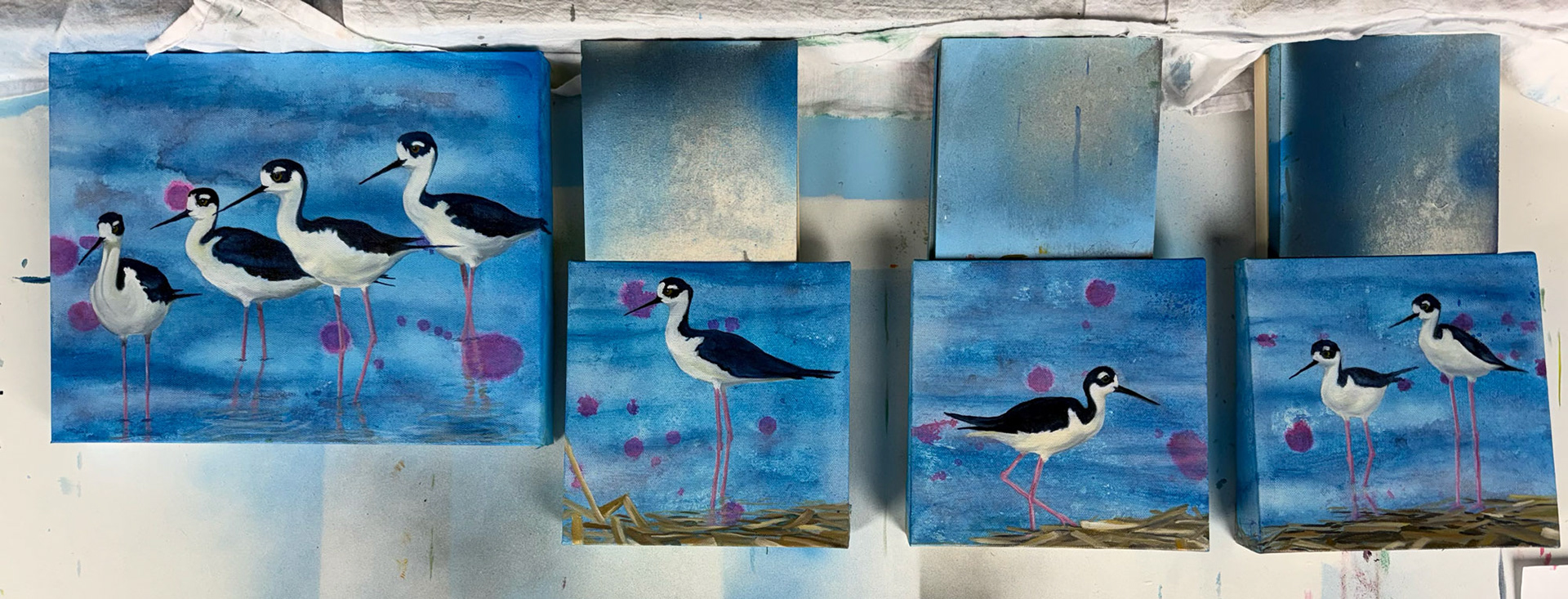 Oil layer added to birds.  The smaller three will sit on a self nicely as a group 3-20-2026