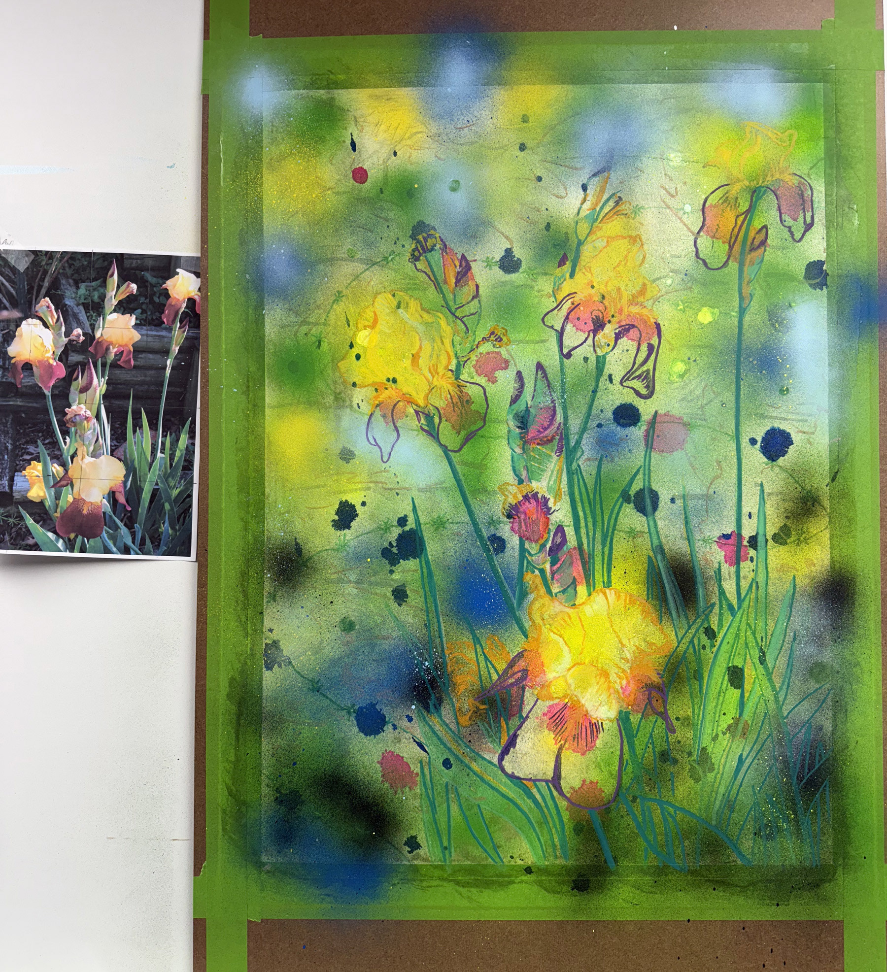 Caran d'Ache and spray paint