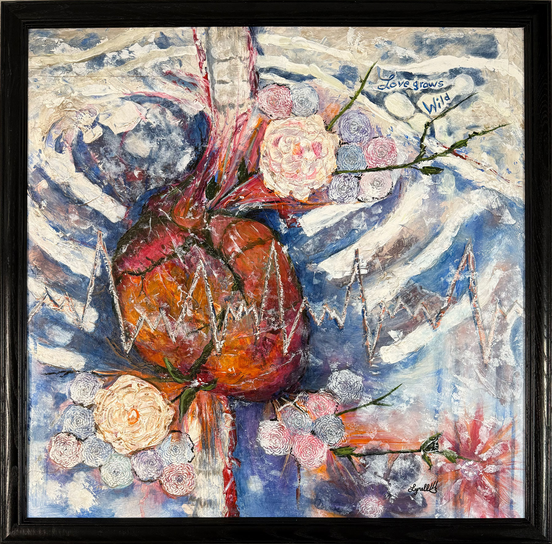 24x24 Heartbeat Collage - Mixed Media on Hard Board/wood frame  $576