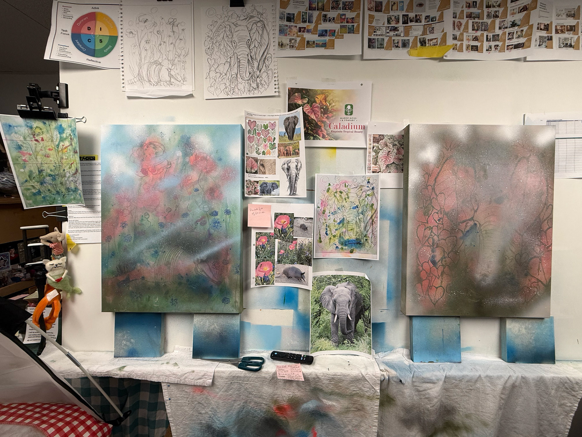 Spray paint and process in my studio