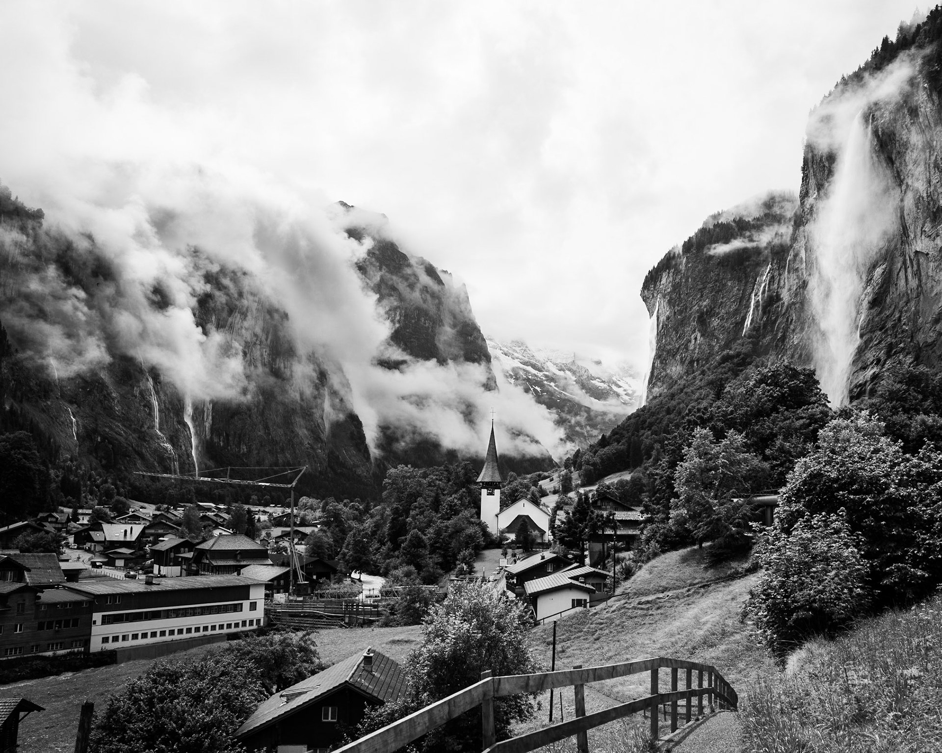 Postcard of a dramatic and rainy day in LauterbrunnenLauterbrunnen, Switzerland2021