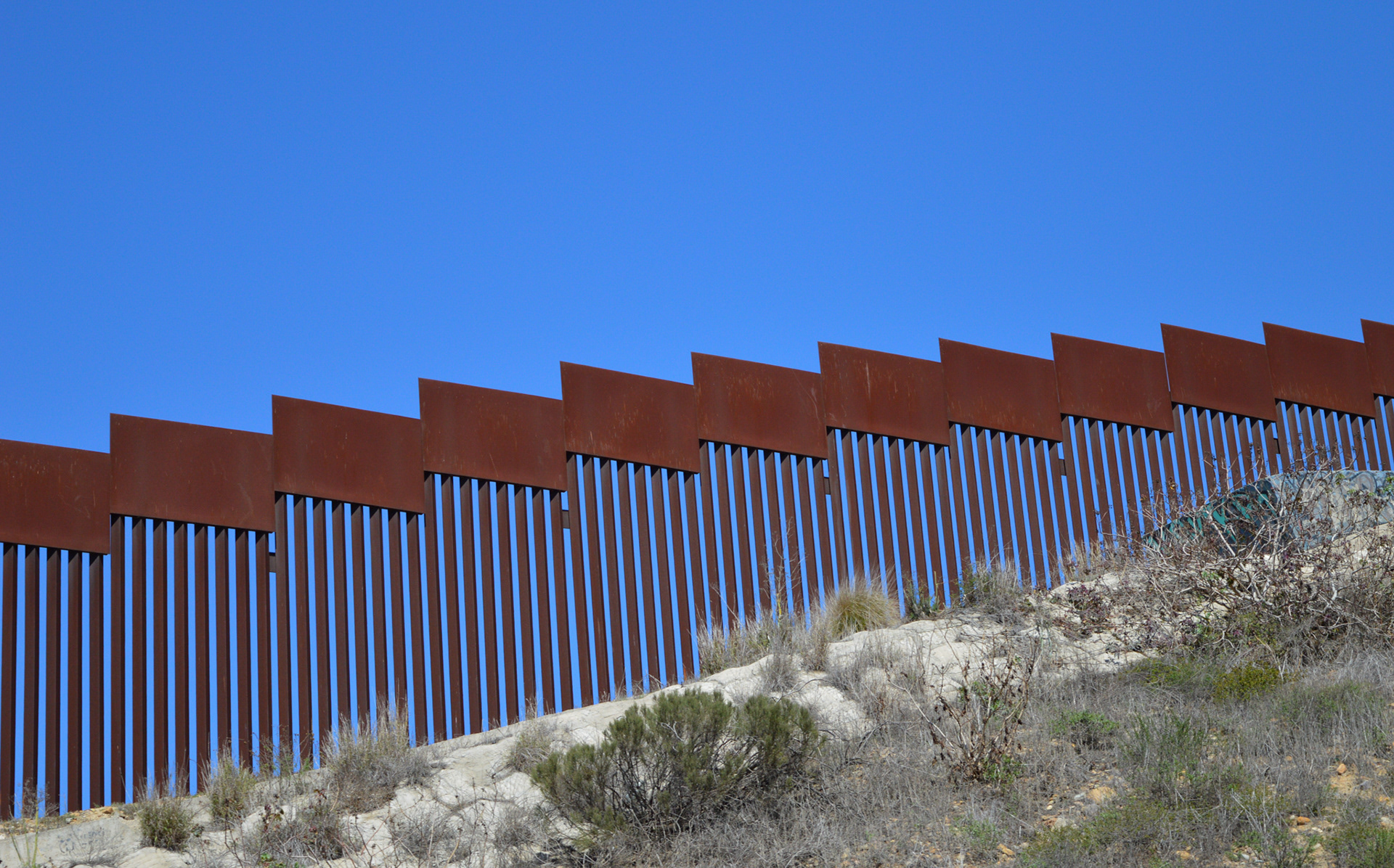 The U.S. - Mexico border wall, as photographed in Mexico.