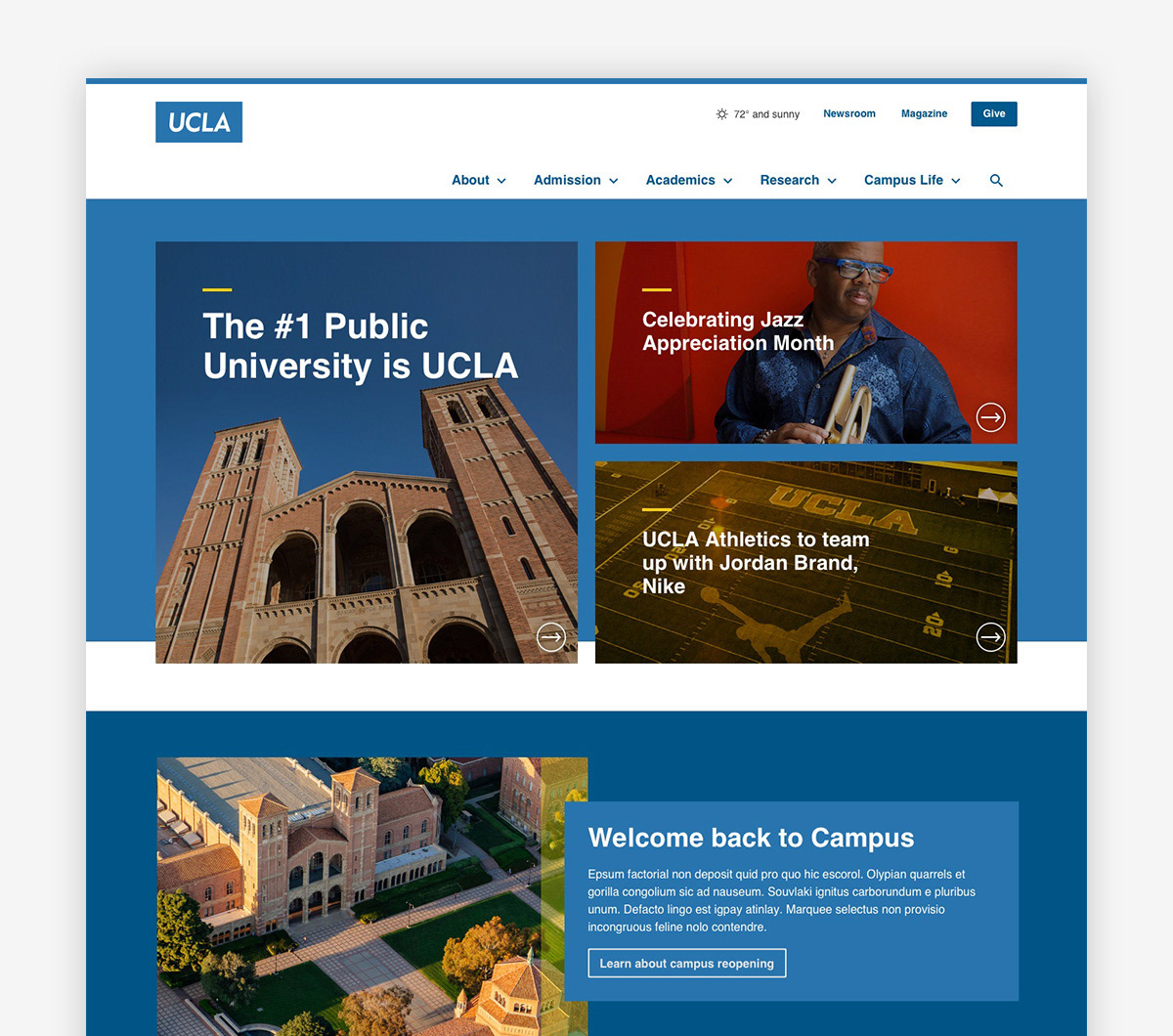 Homepage hero feature up to 3 stories.