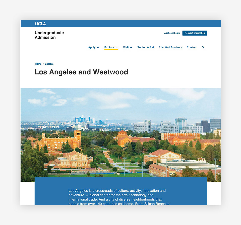 Los Angeles and Westwood page hero.