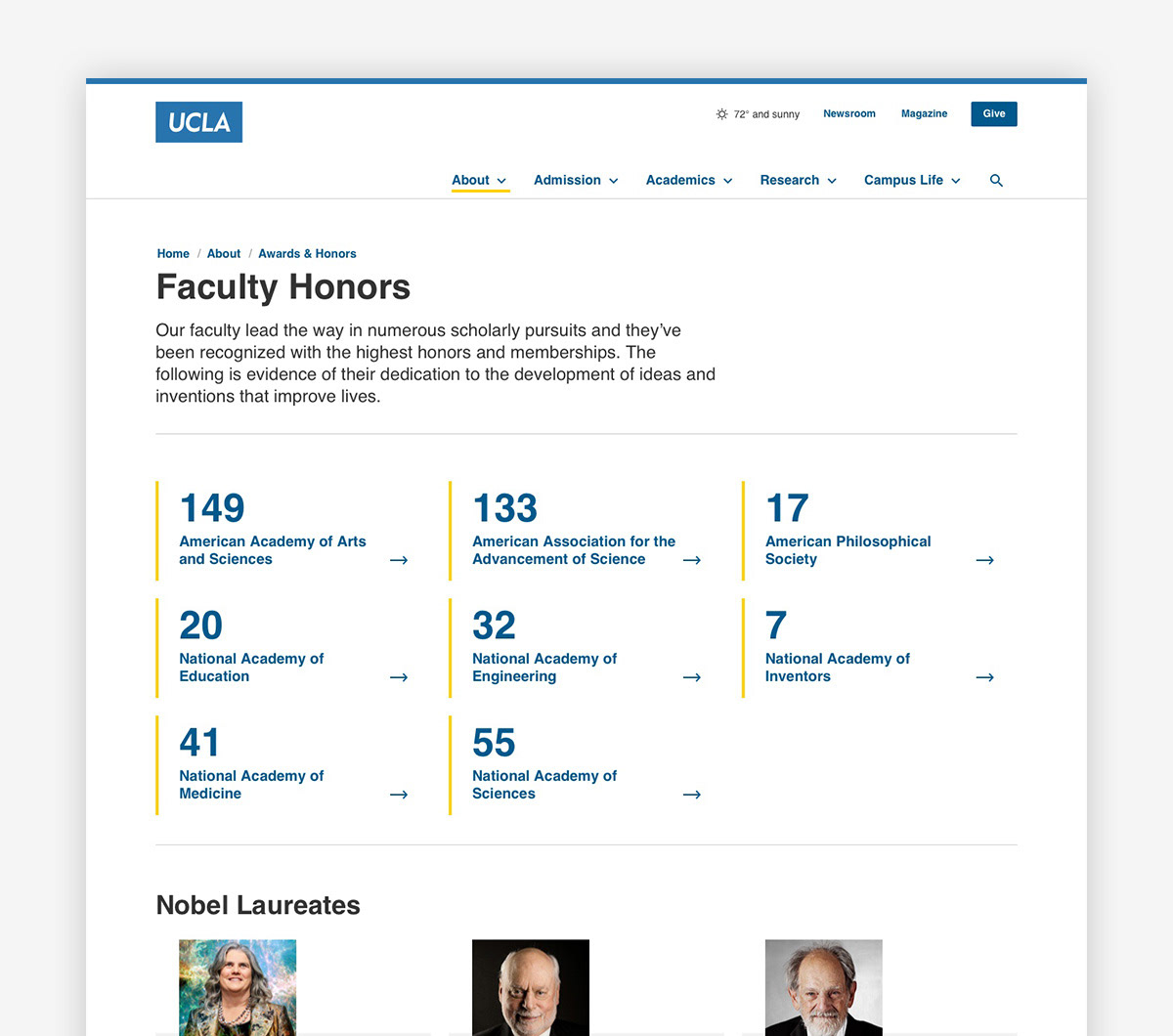 Statistics could also be used as touts to drive visitors to sub pages.