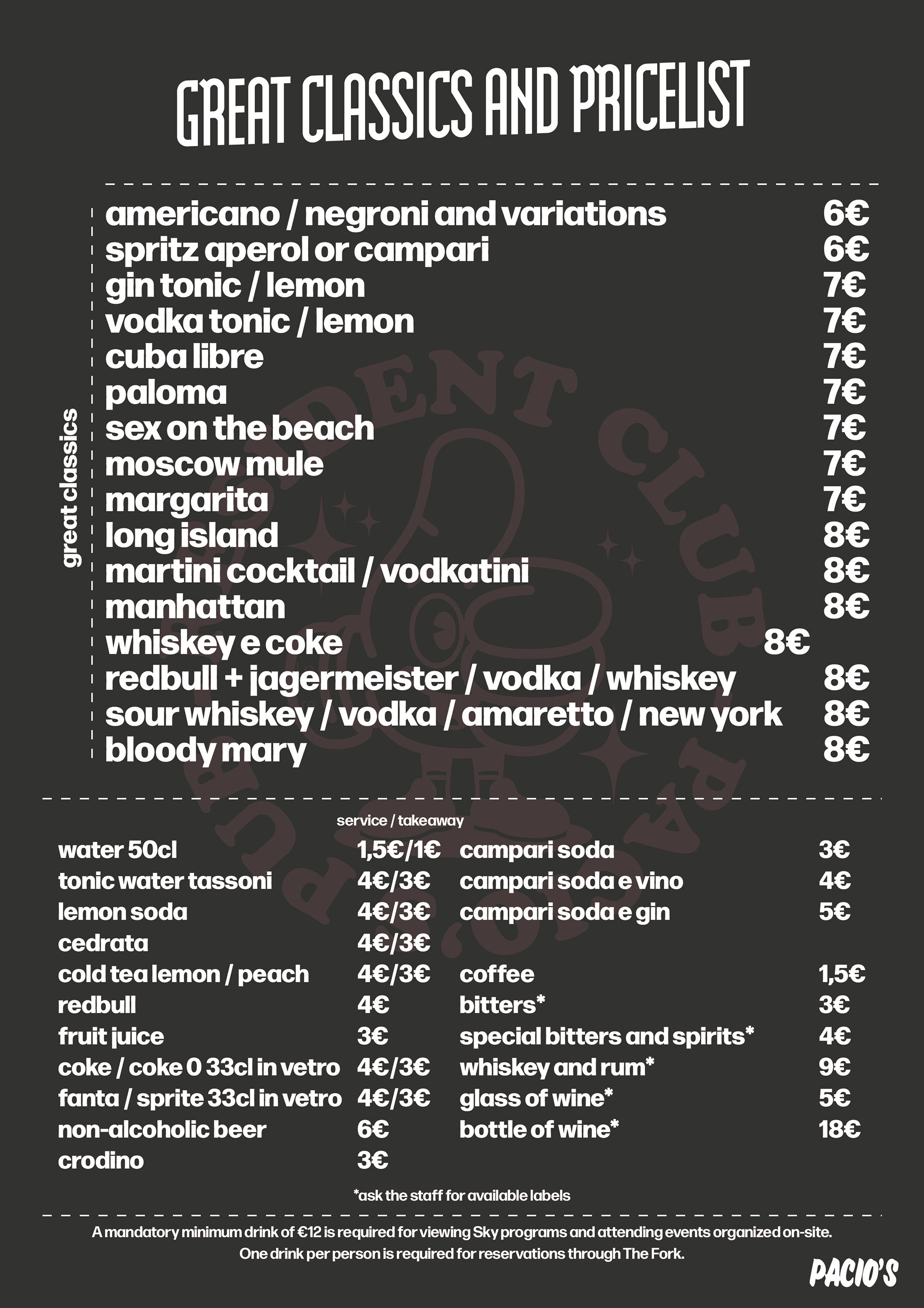 Great Classics and Pricelist