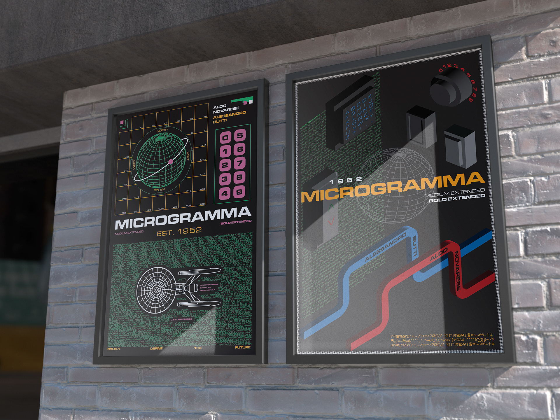 Posters displayed on wall.