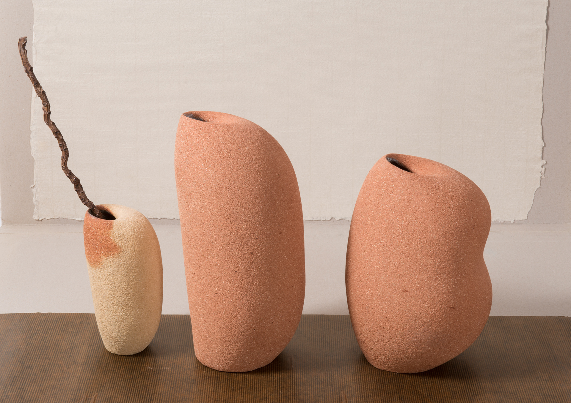 16 cm - 26 cm - 20 cm, terre grès rouge, cuisson HT