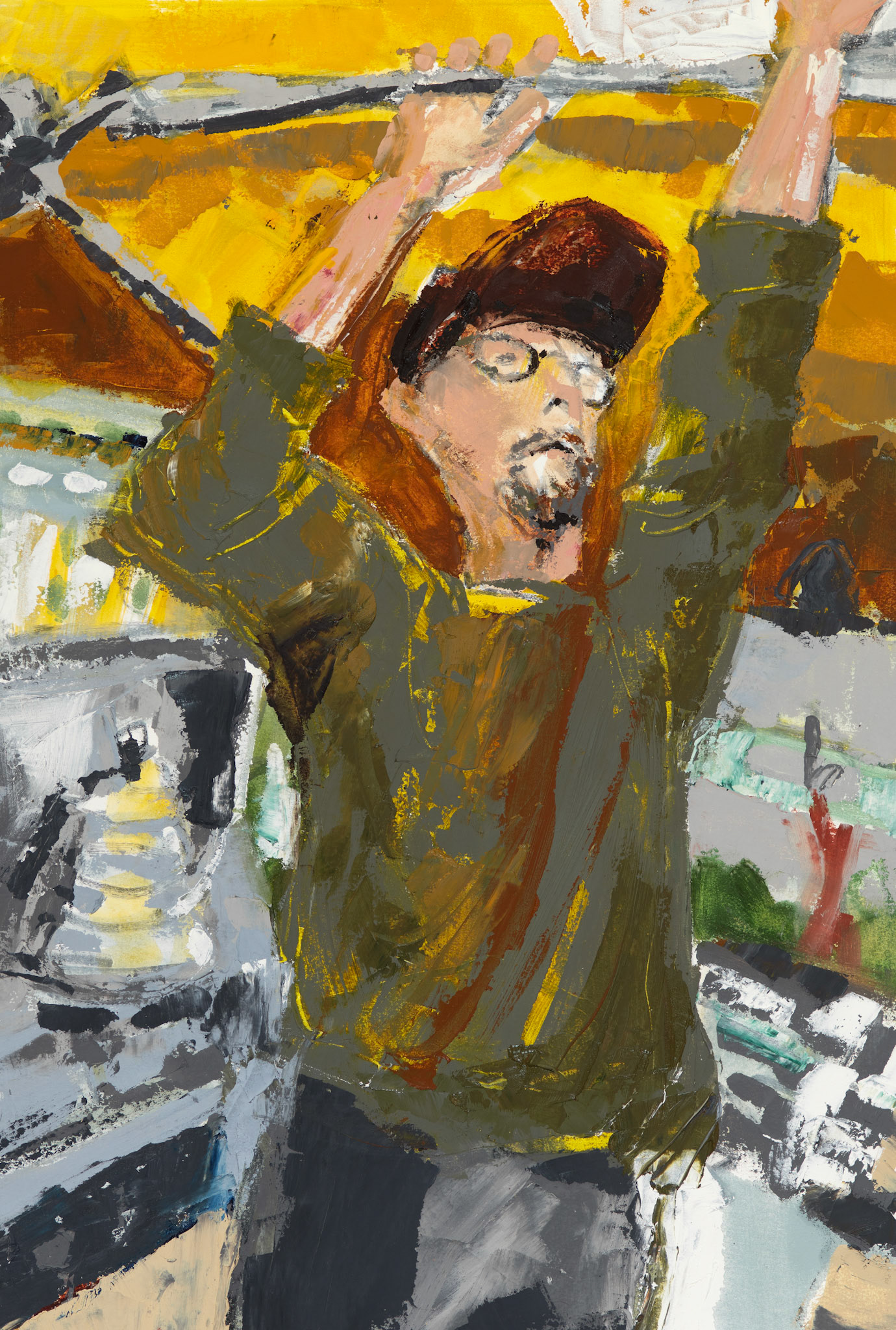 Joe, Reaching. Oil, graphite. 12x18 in.