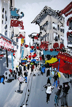 Chinatown. Acrylic enamel. 24x48 in. sold. 