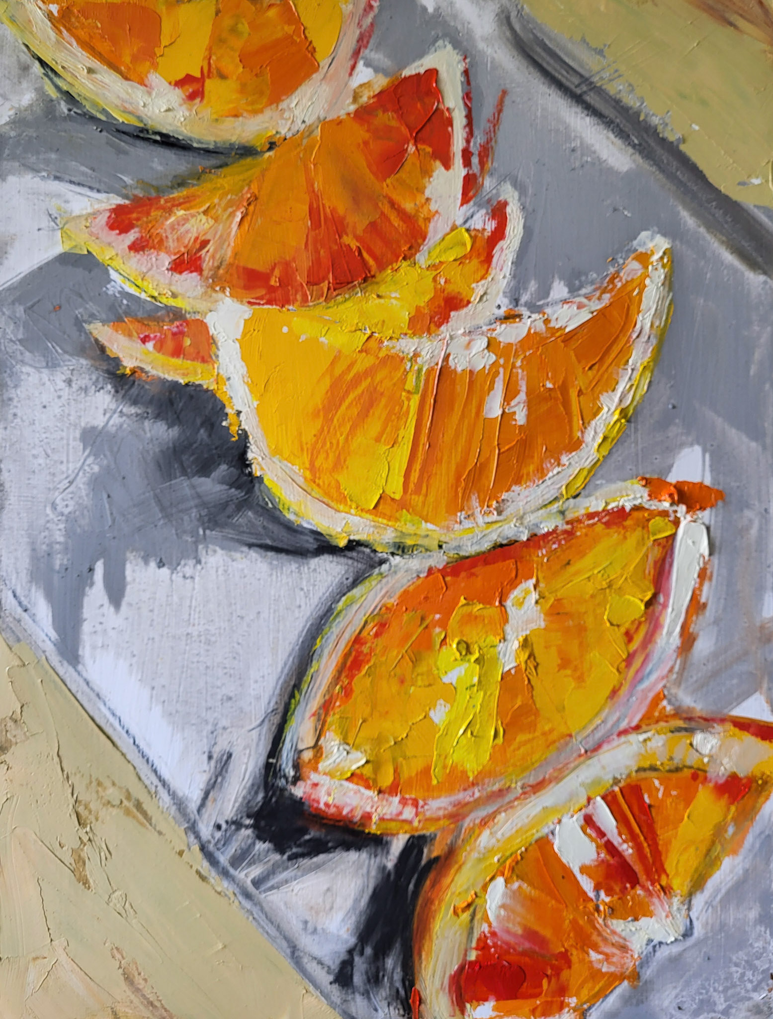 Oranges. Oil, charcoal. 12x16 in. sold.