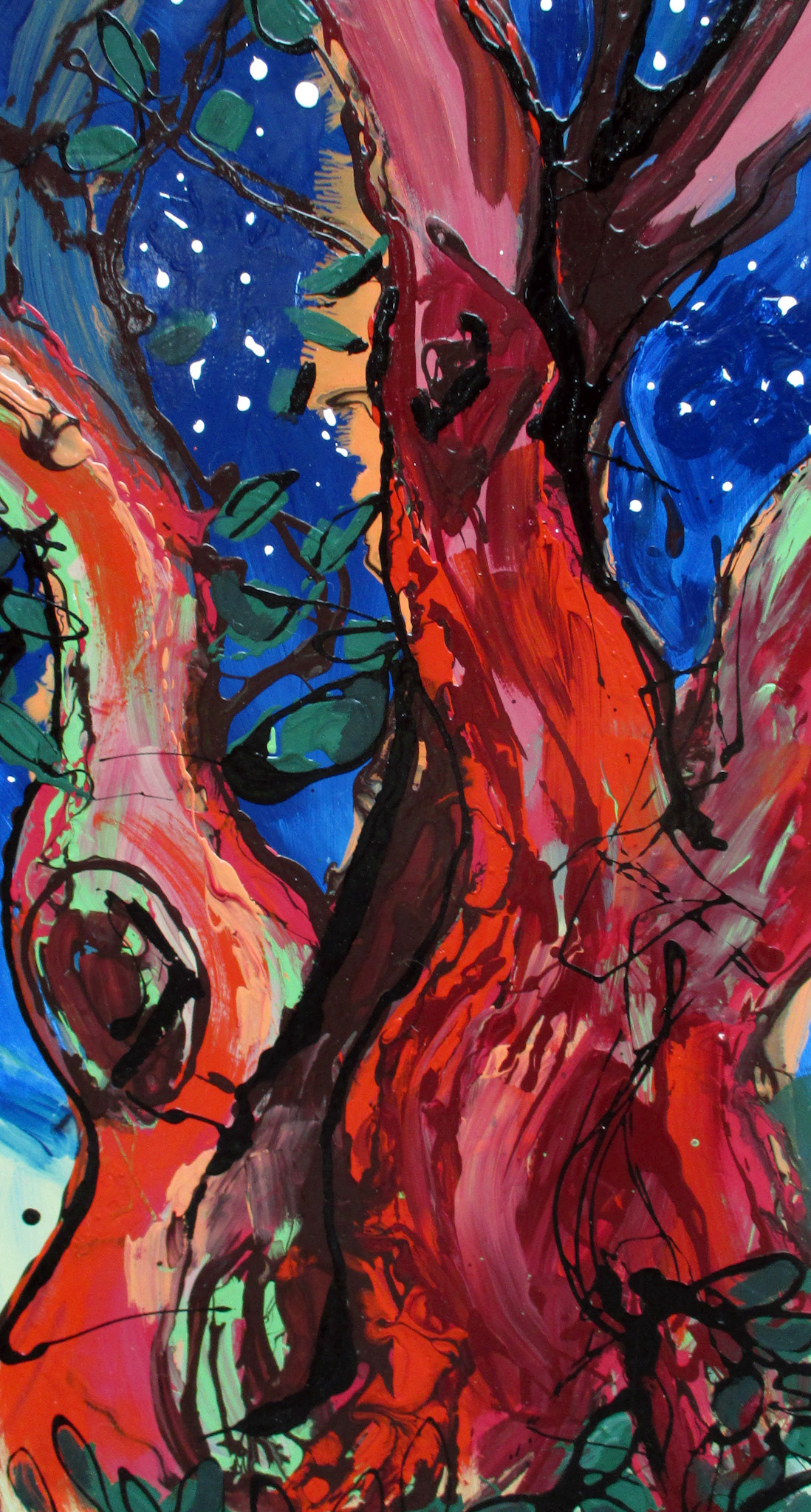 Ancient Arbutus. Acrylic enamel. 12x24 in. sold.