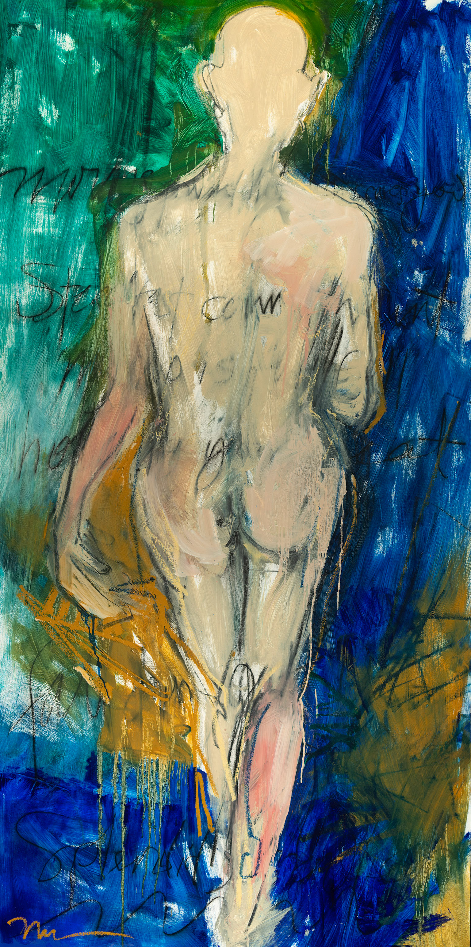 Courage. Oil, graphite. 36x72 in.