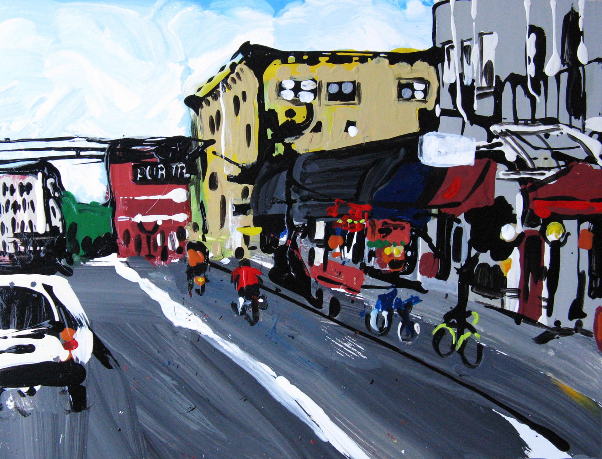 Traffic. Acrylic enamel. 12x16 in. sold. 