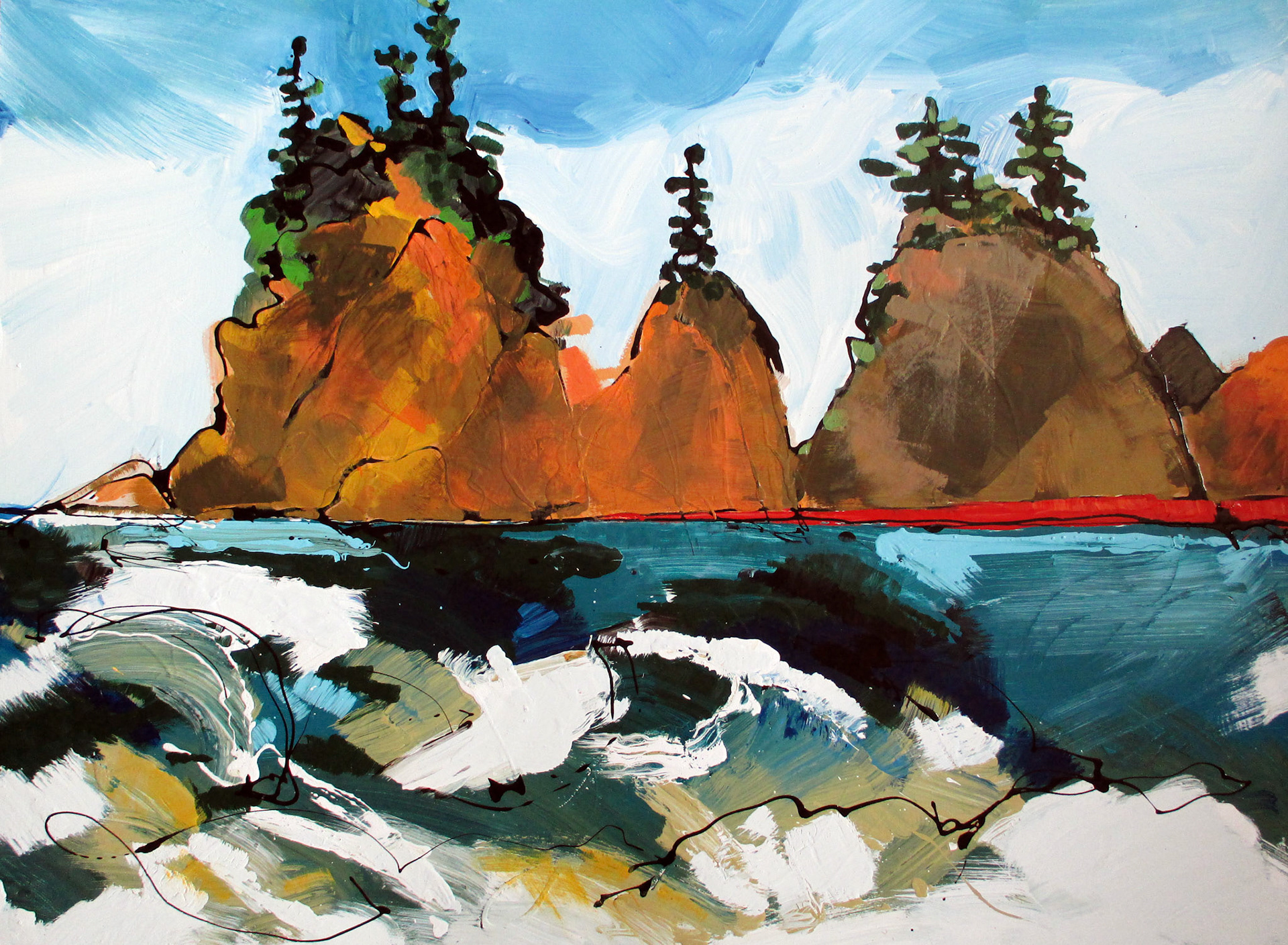 Sea Islands. Acrylic enamel. 36x48 in. sold.