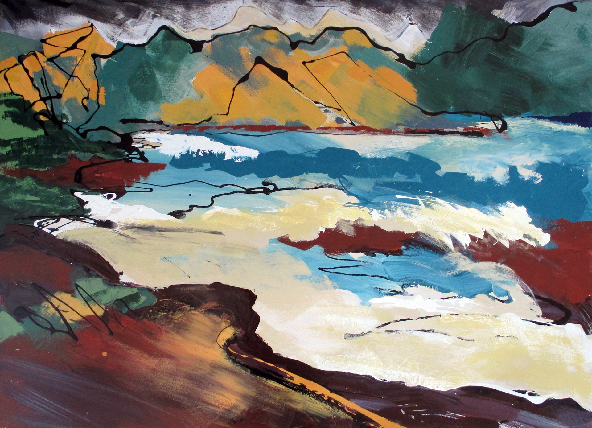 Golden Sea. Acrylic enamel. 36x48 in. sold. 