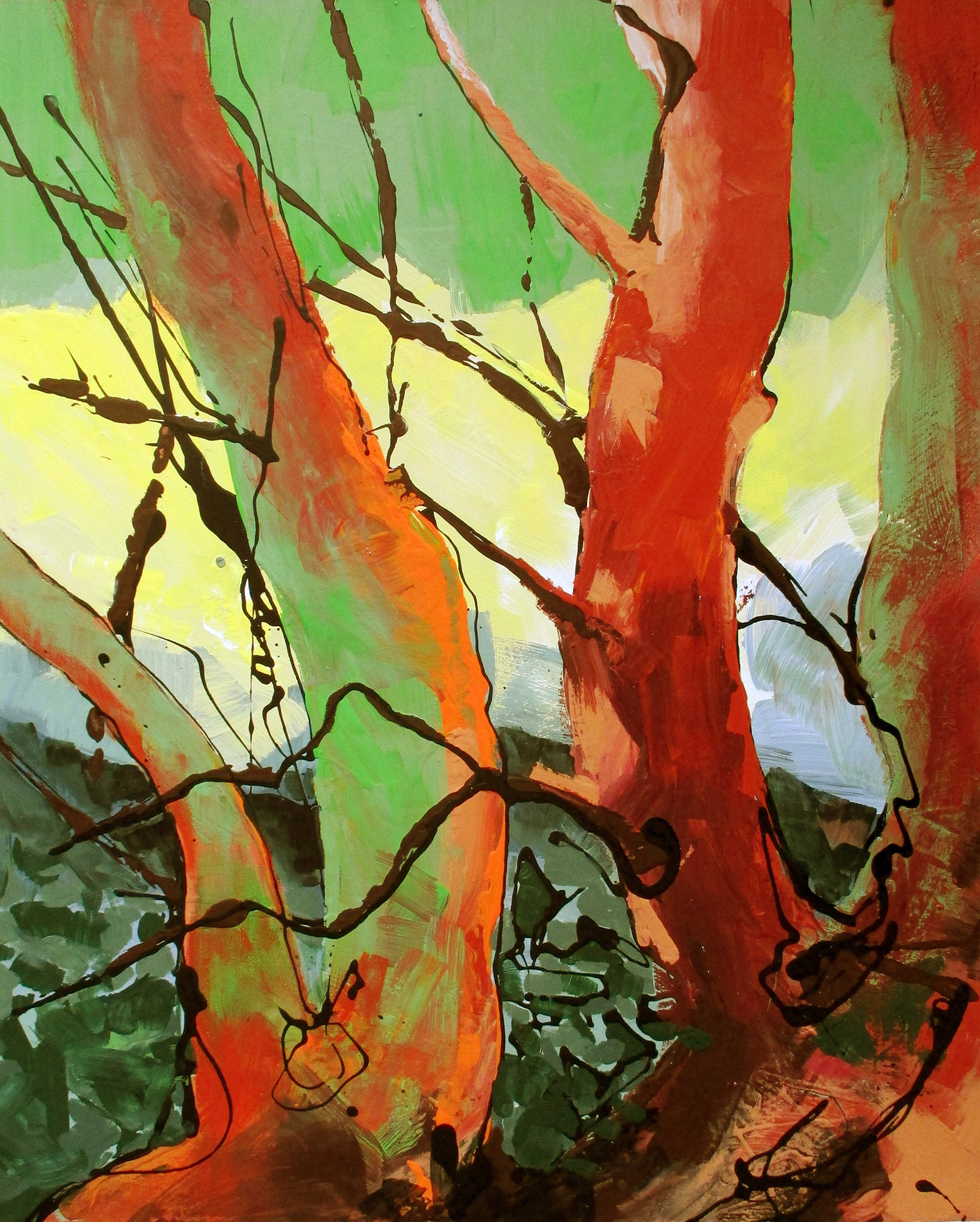 Sisters Sunlight. Acrylic enamel. 16x20 in. Sold.