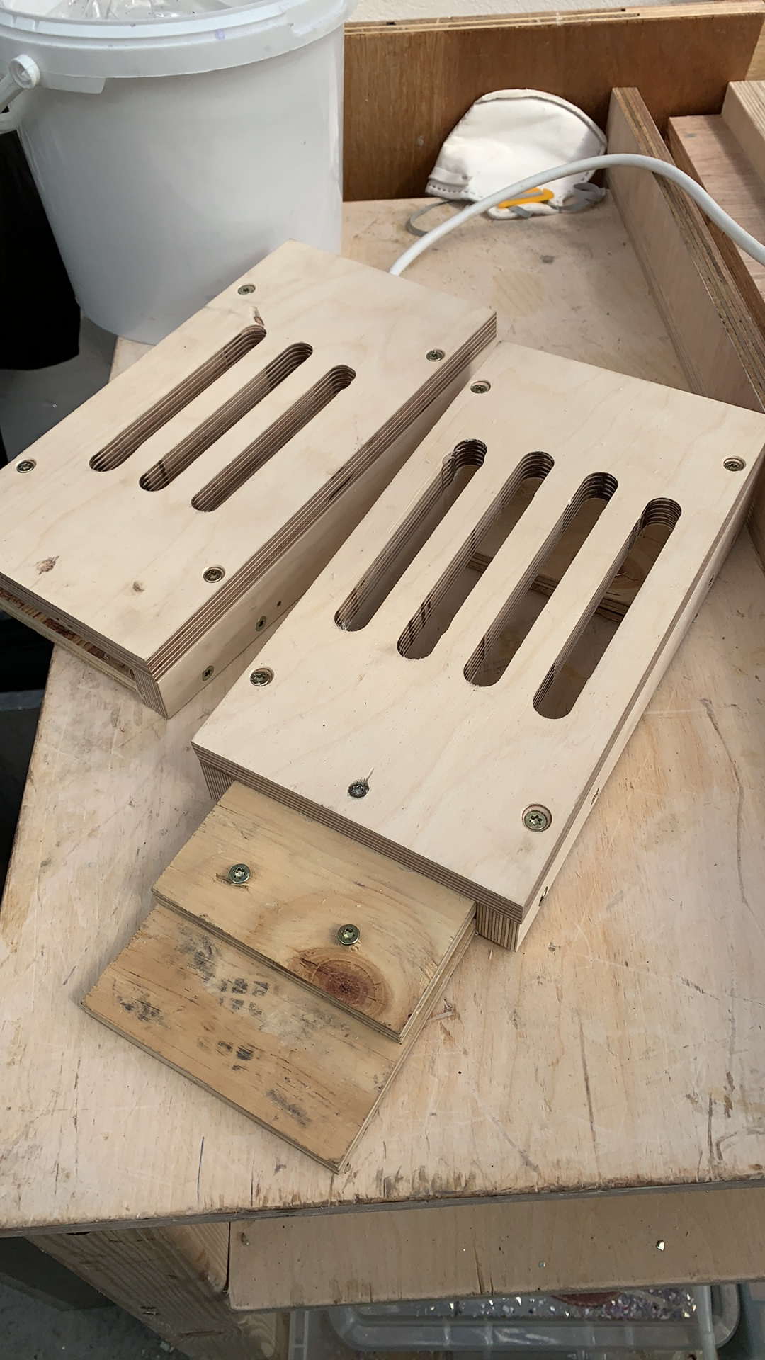 Jigs used to cut the soap dish