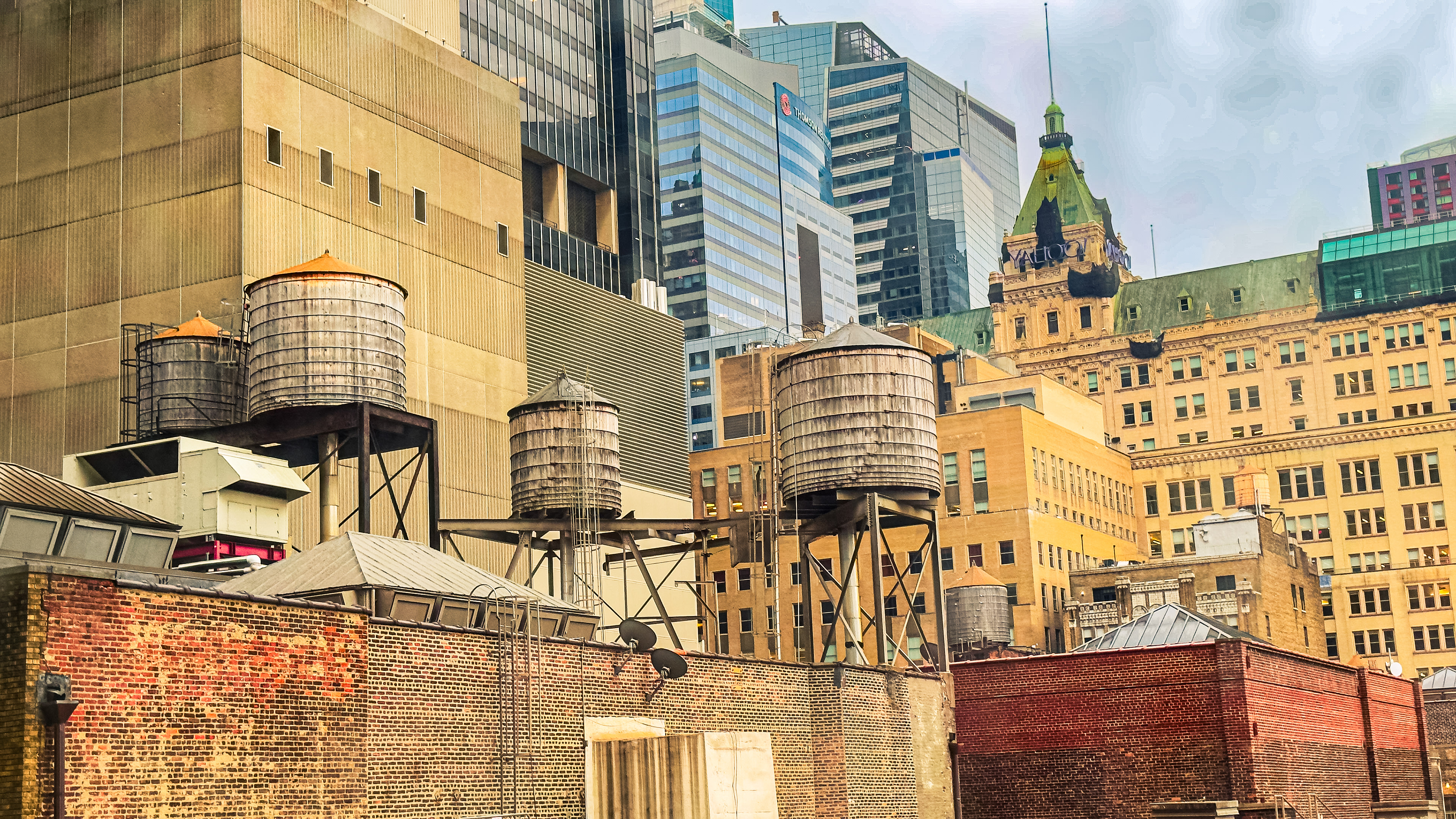 Water Towers Amid High Rises