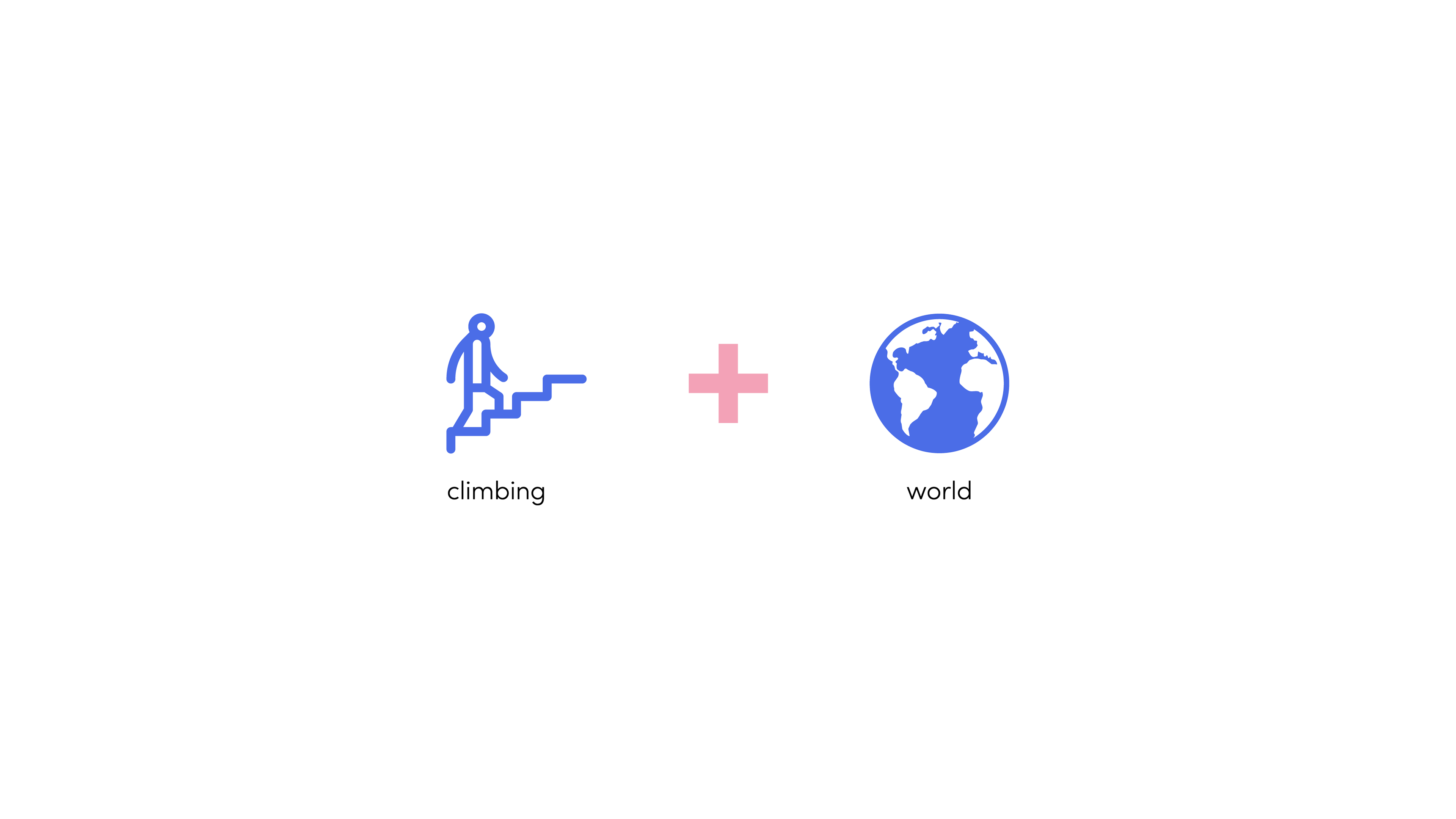 Visualization of the creative idea about the Climbo World Logo - climbing + world. The logo is disordered blue circle with stairs inside
