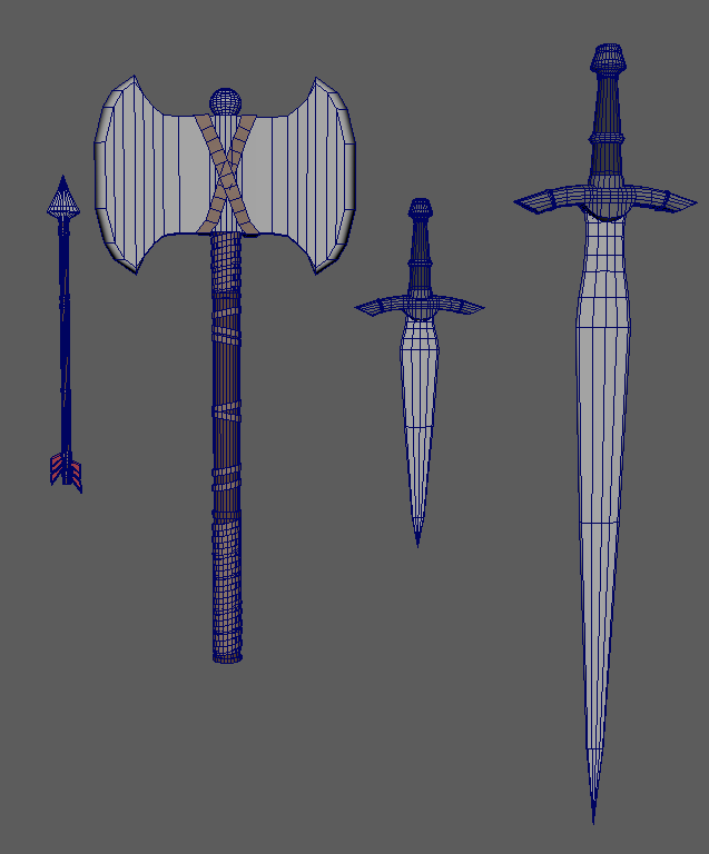 Weapons that I modeled and Surfaced
