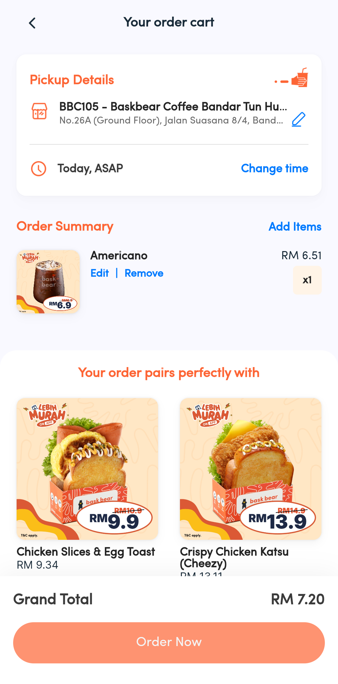 Order Cart (Before)