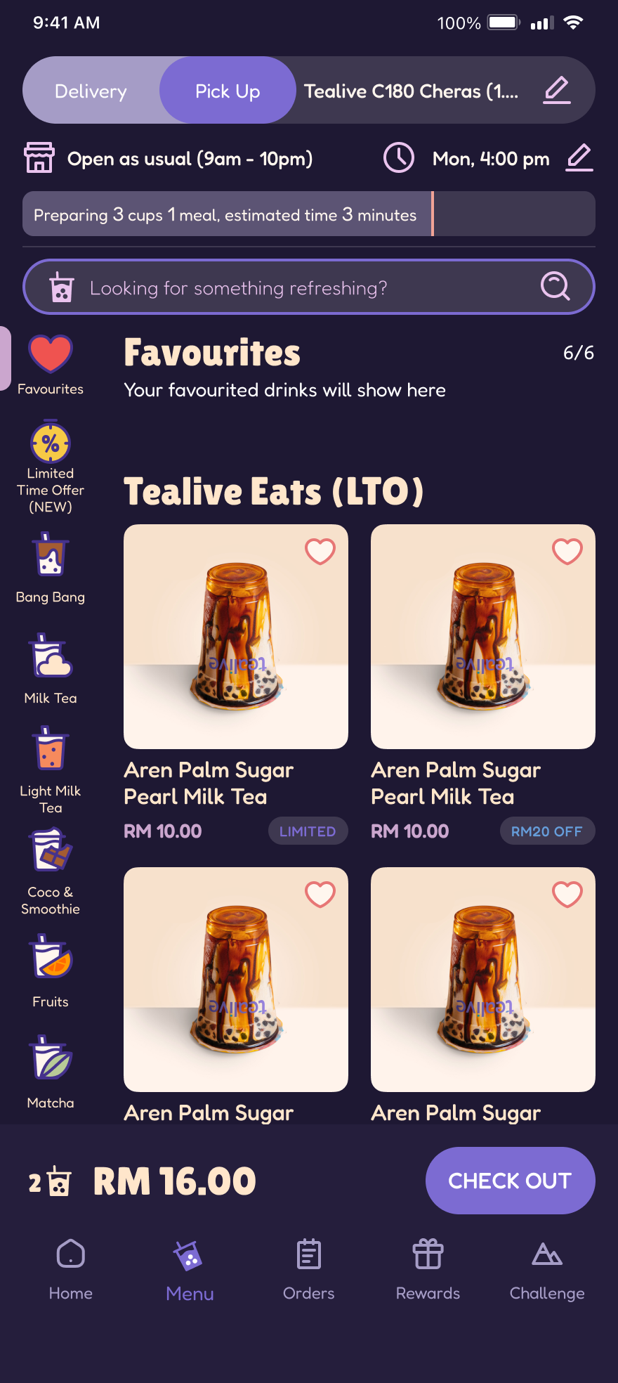Menu (Dark Mode)