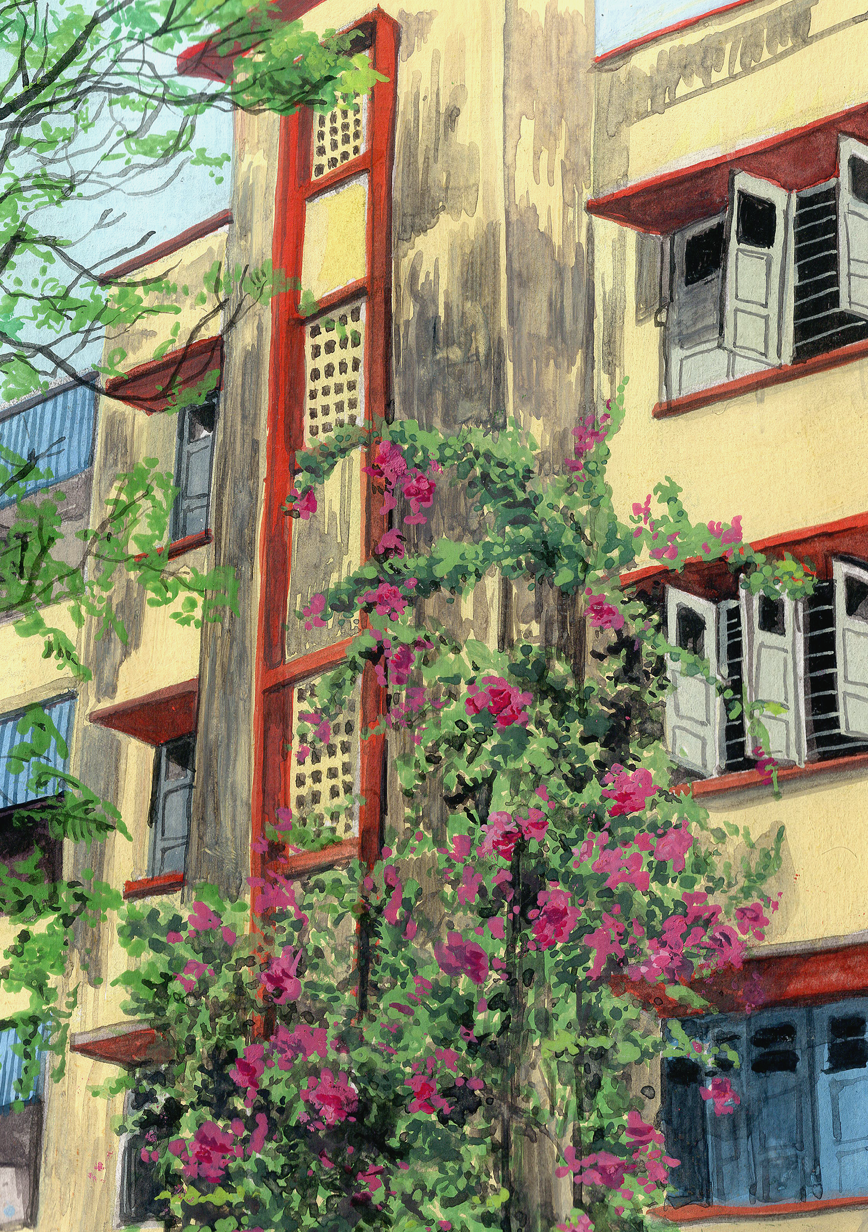 Belgachia Villa | gouache on paper | 2021