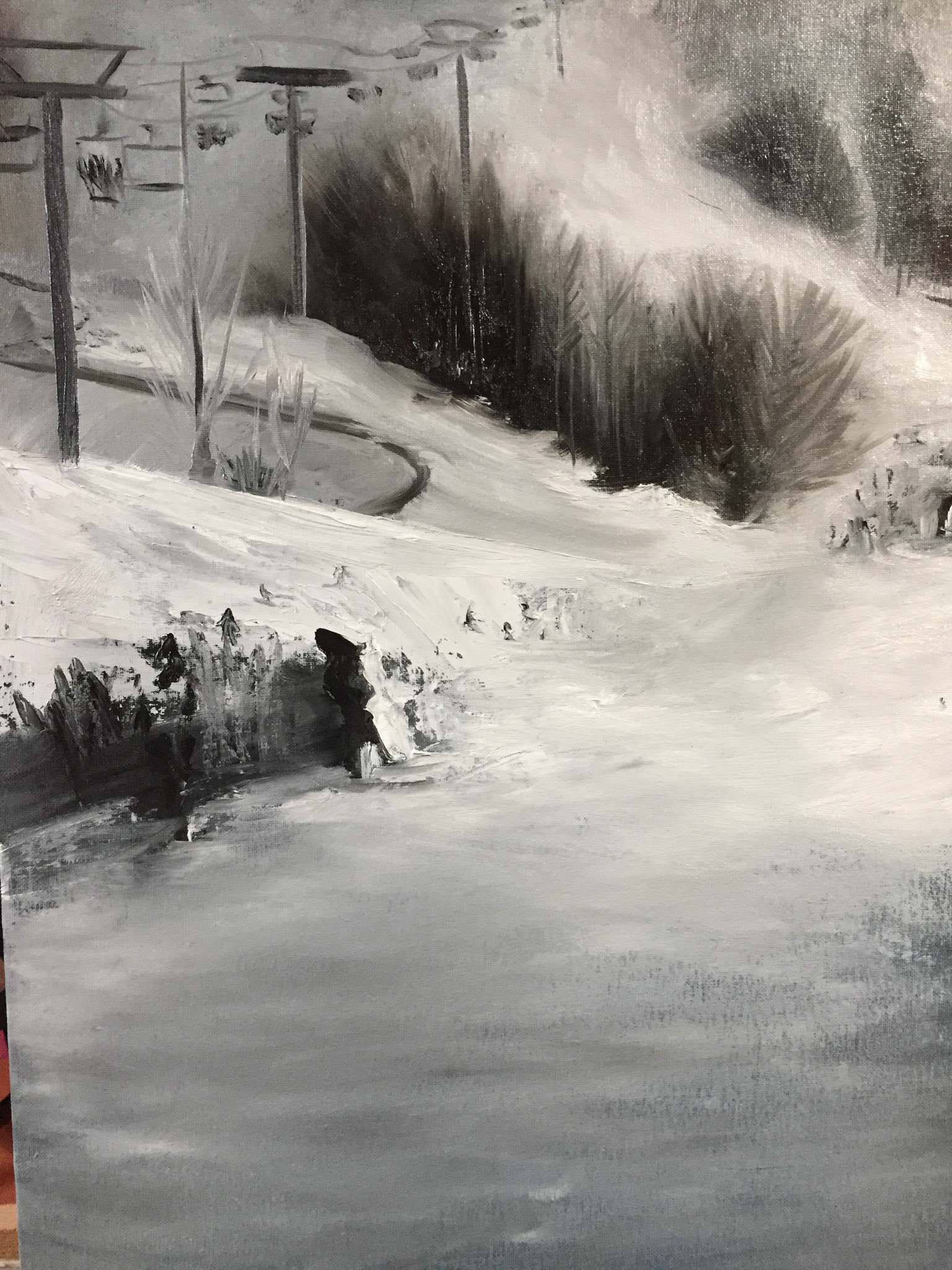 "Ski Hill" Oil on Canvas